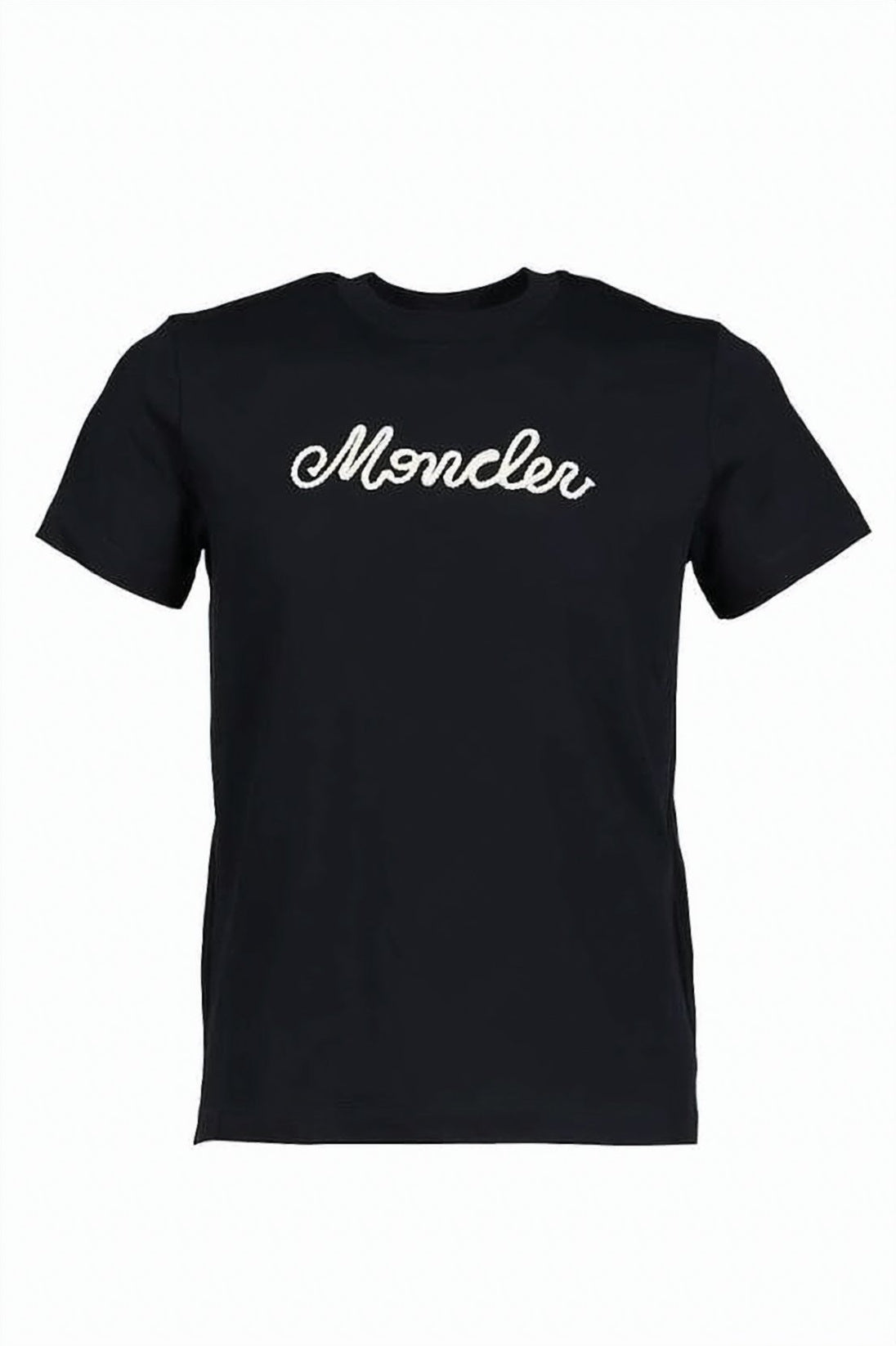 Short-Sleeved Black Cotton T-Shirt with Logo Detail
