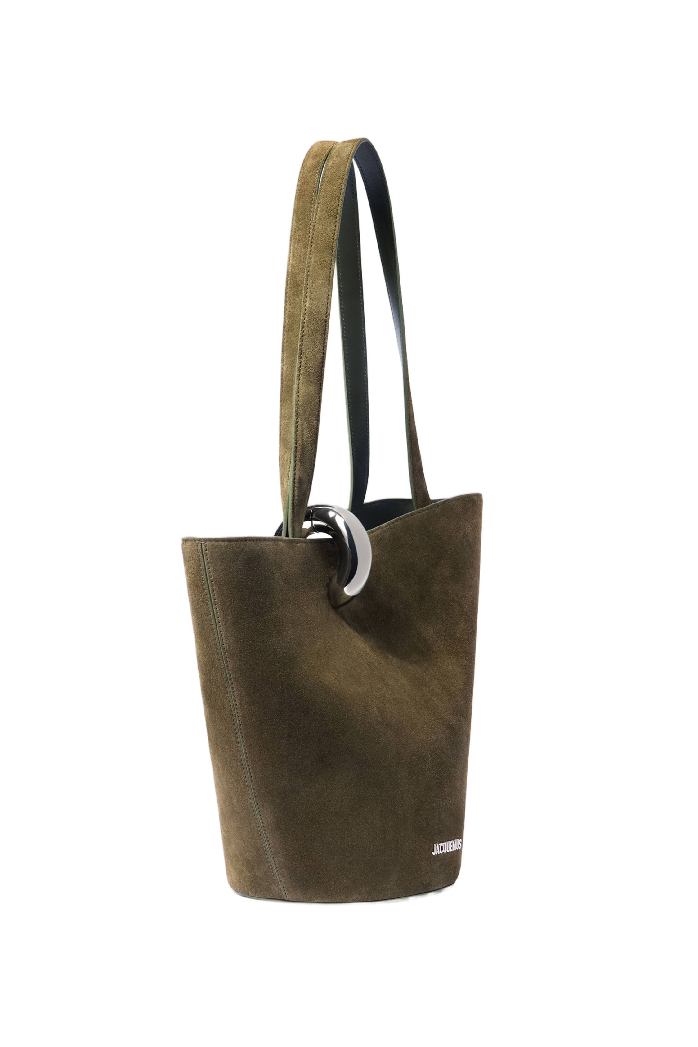 Asymmetric Olive Green Suede Bucket Bag