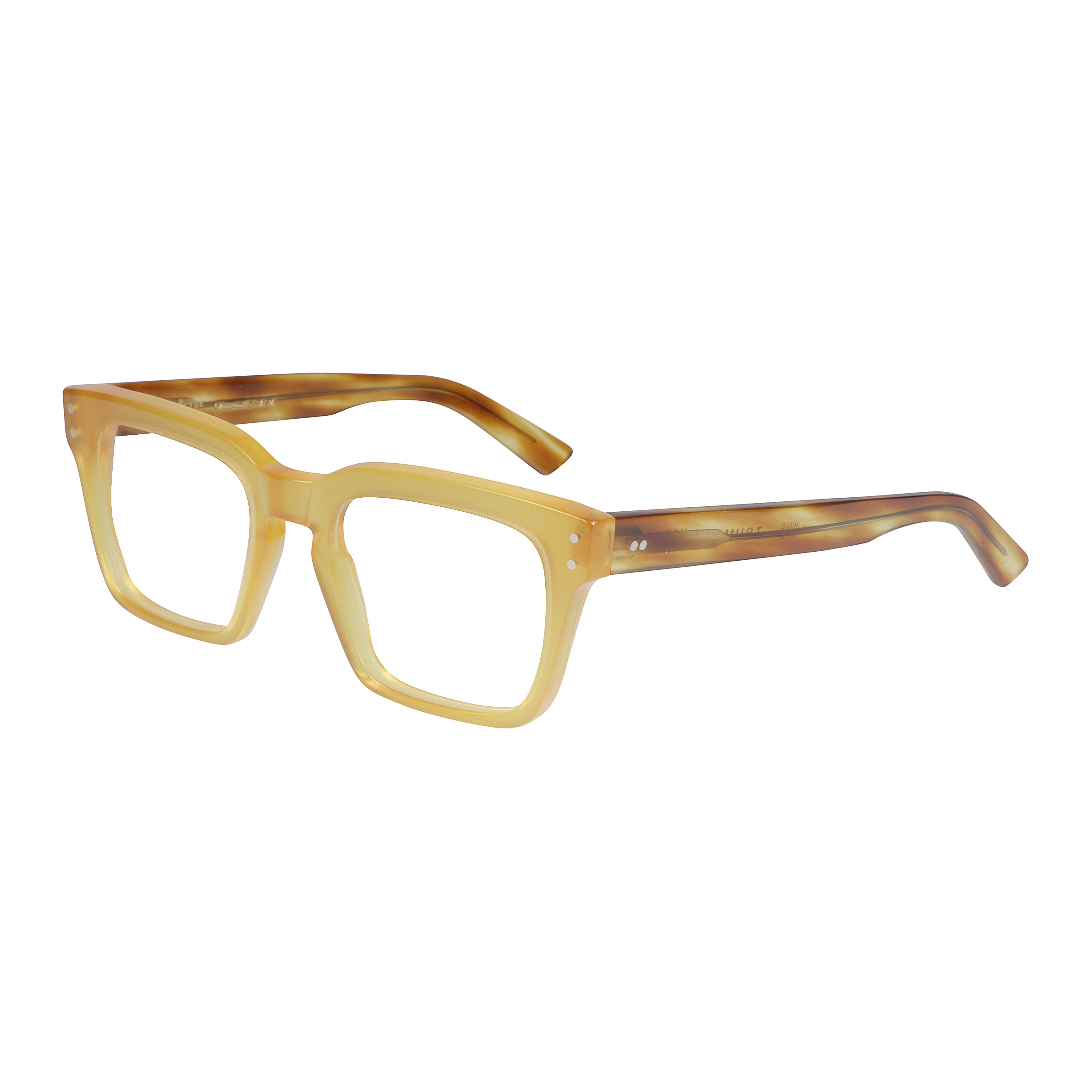 Truman Translucent Amber-Yellow Square Frame Sunglasses with Tortoiseshell Temples