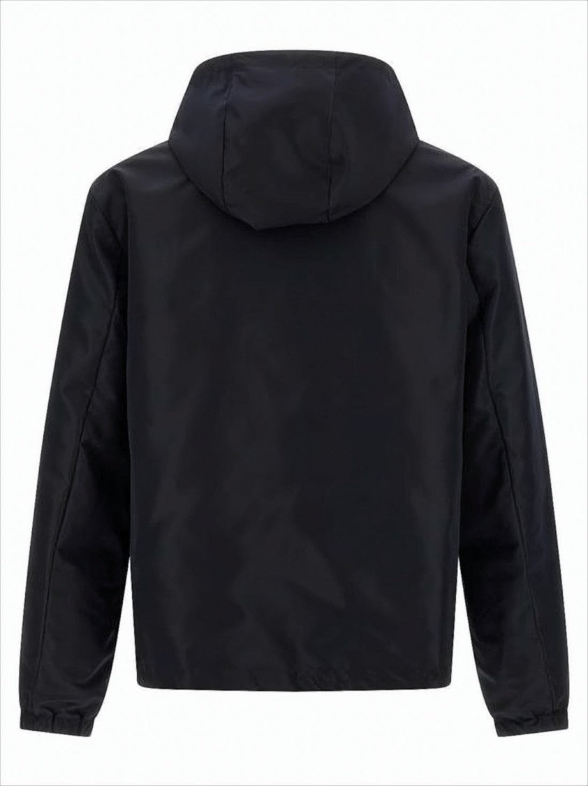 Reversible Hooded Jacket with Geometric Motif