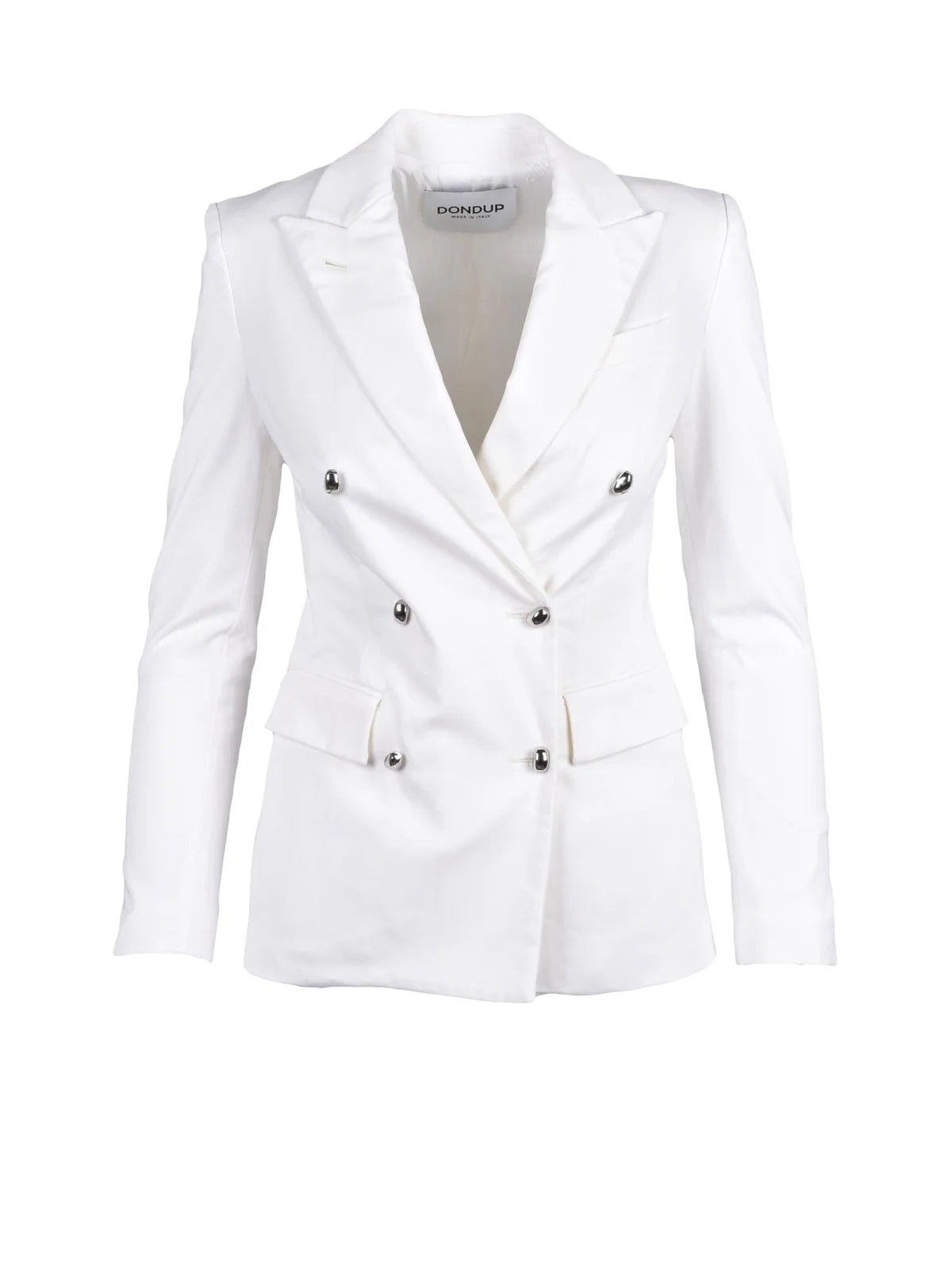 White Modal Cotton Elastane Double-Breasted Jacket