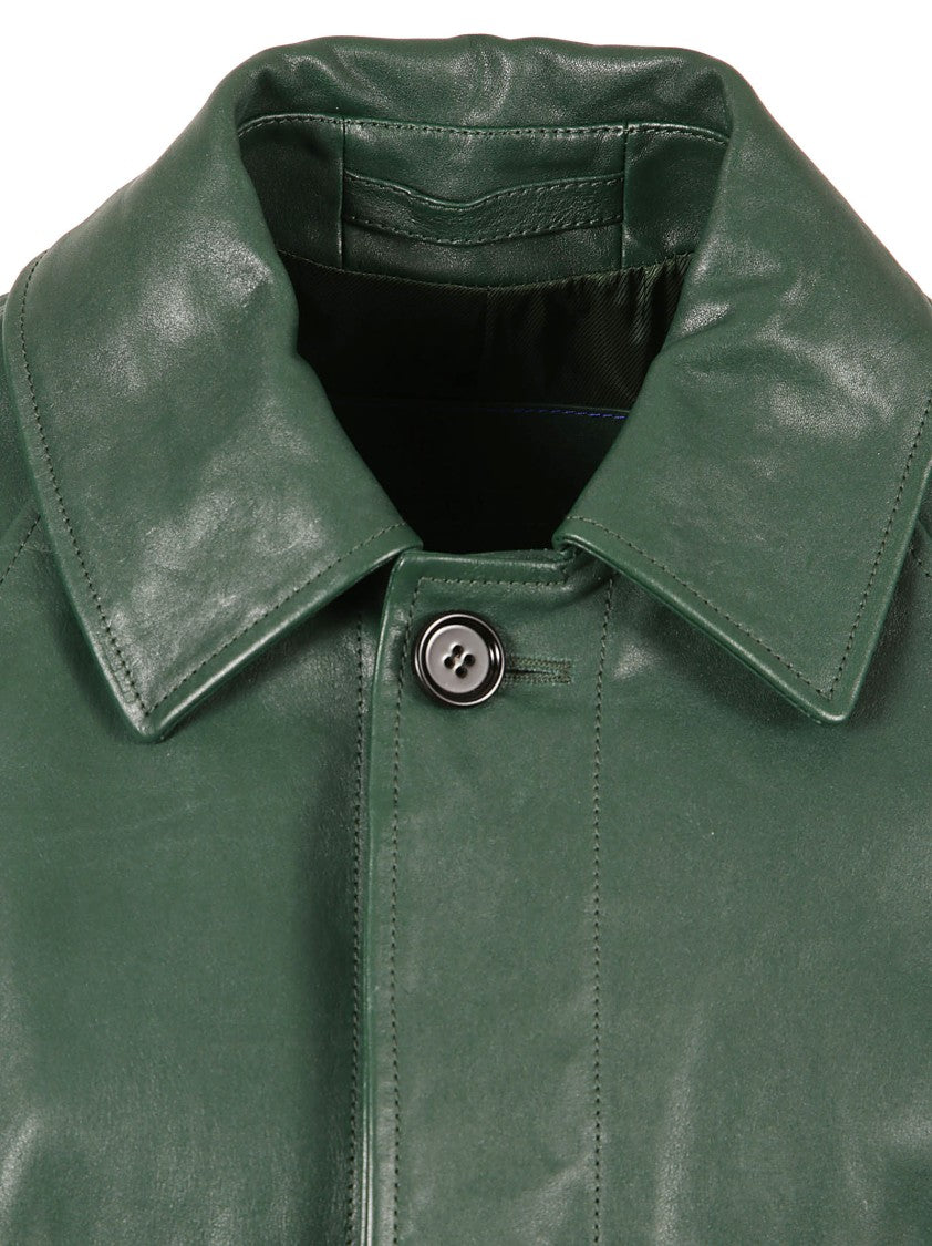 Calf Grain Leather Coat
