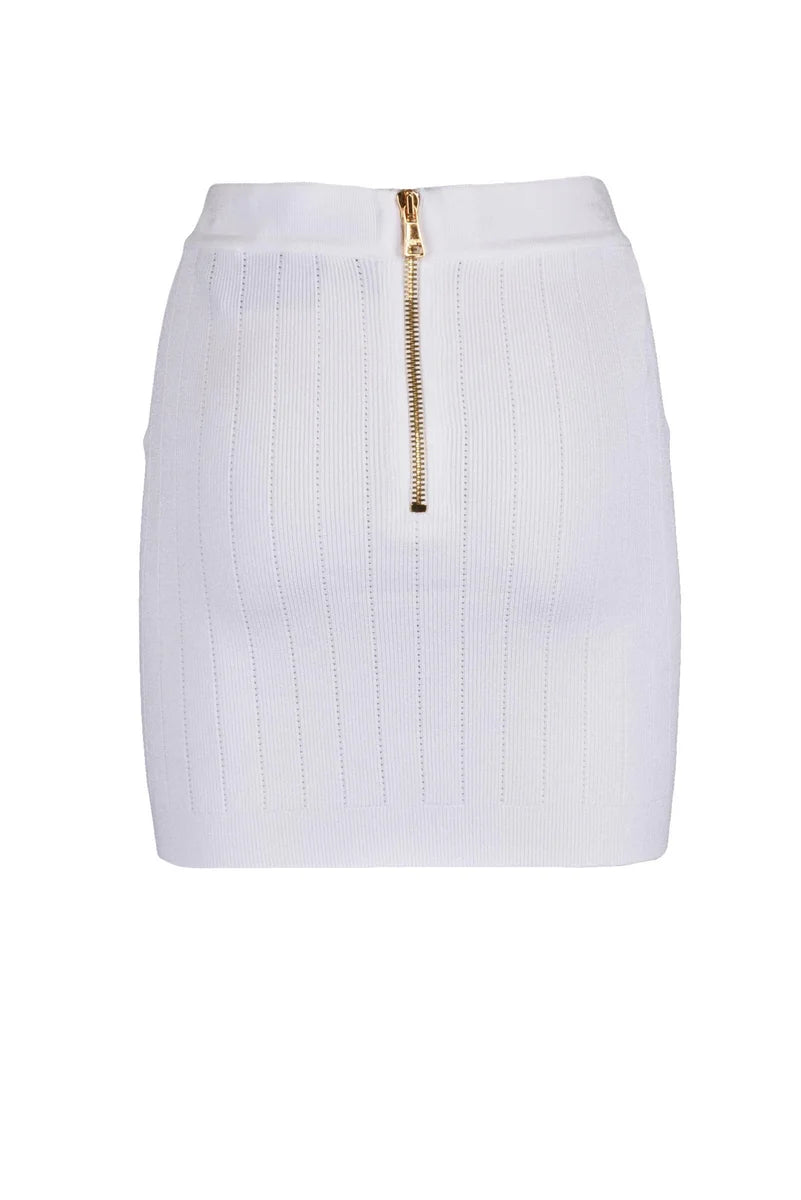 Knit Mini Skirt - White