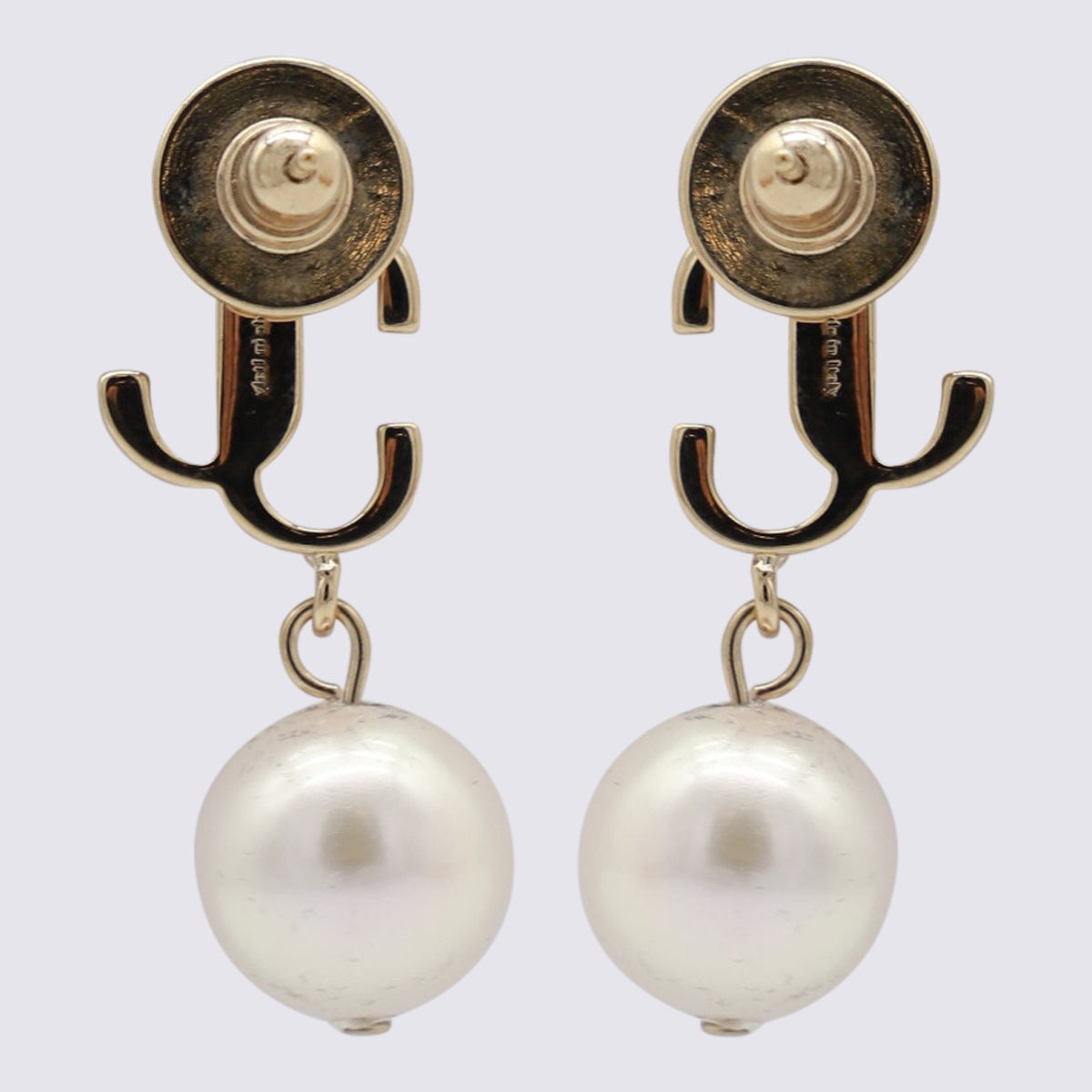 Pearl-Embellished Gold-tone Brass Earrings