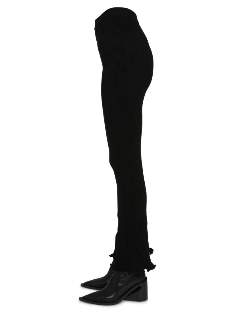 Ribbed Flare Leggings With Elastic Waistband
