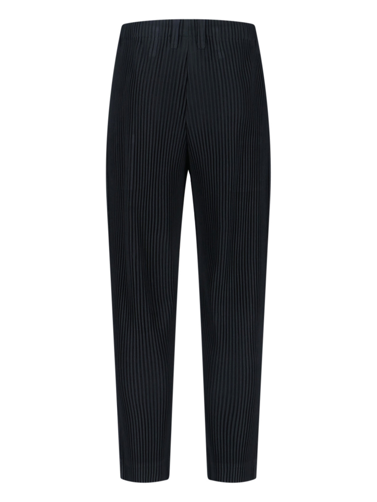 Pleated Black Trousers with Elastic Waistband