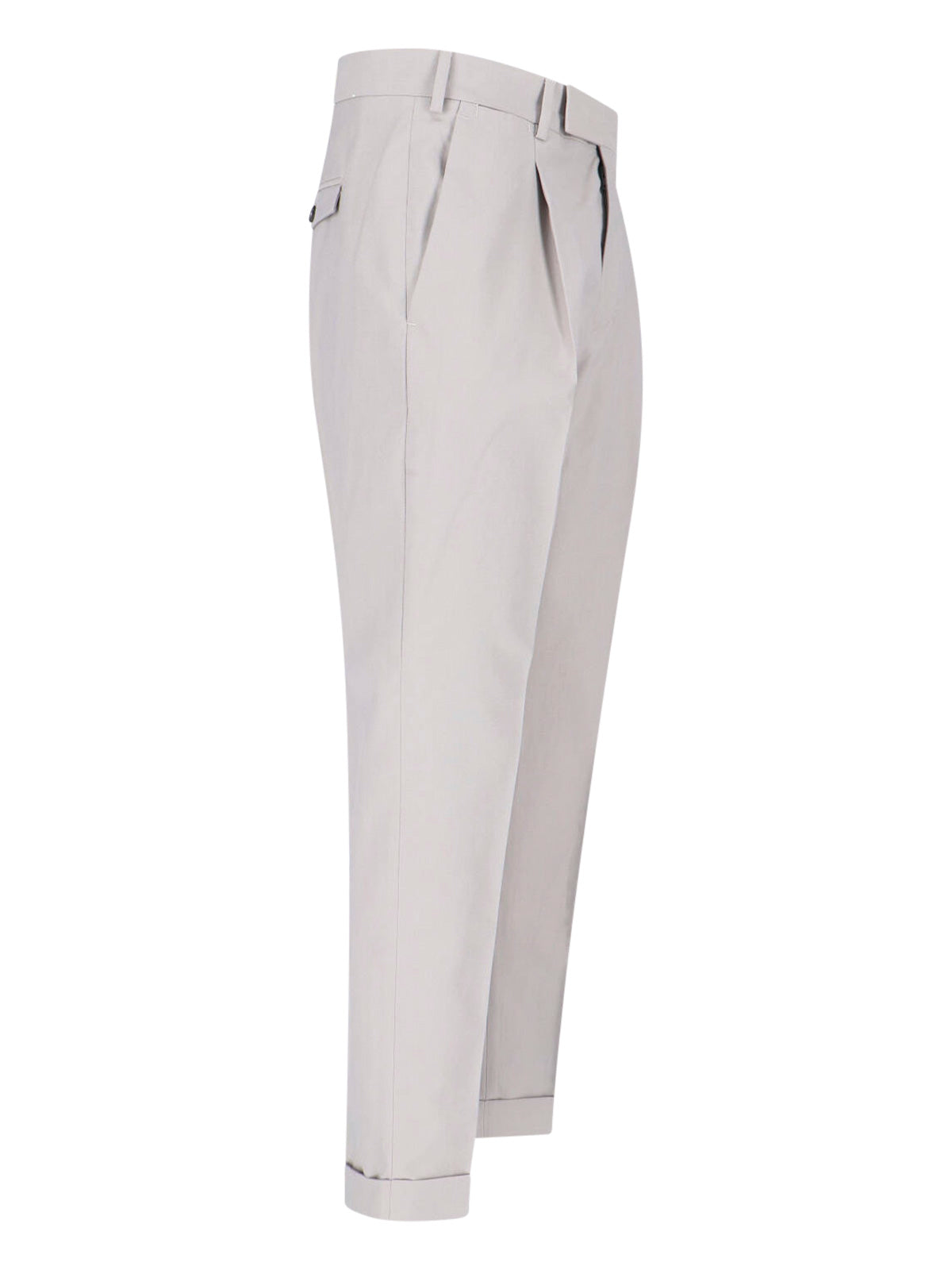 Grey Tailored Pleated Virgin Wool Trousers