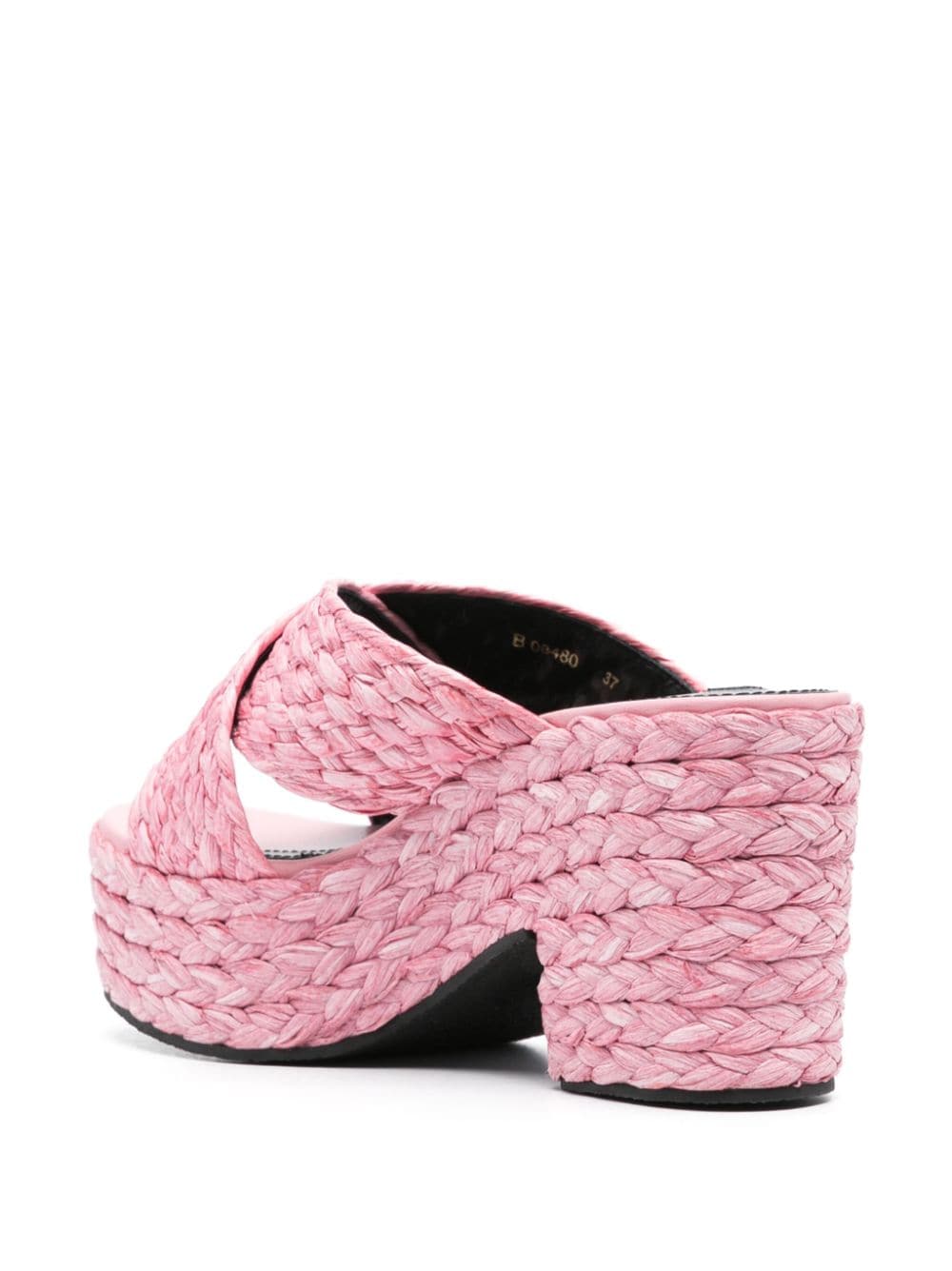 Light Pink Woven Raffia Sandals