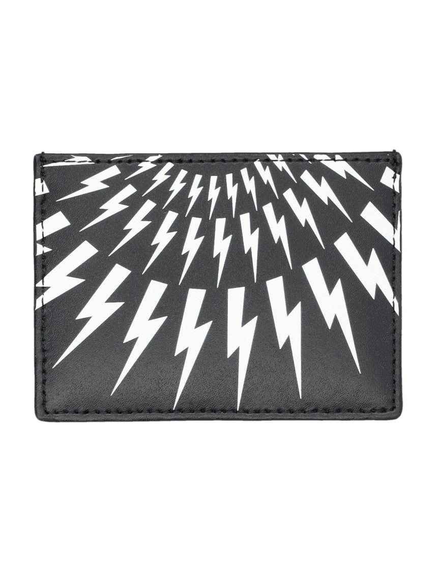 Rectangular Black Wallet with Bold Lightning Bolt Pattern