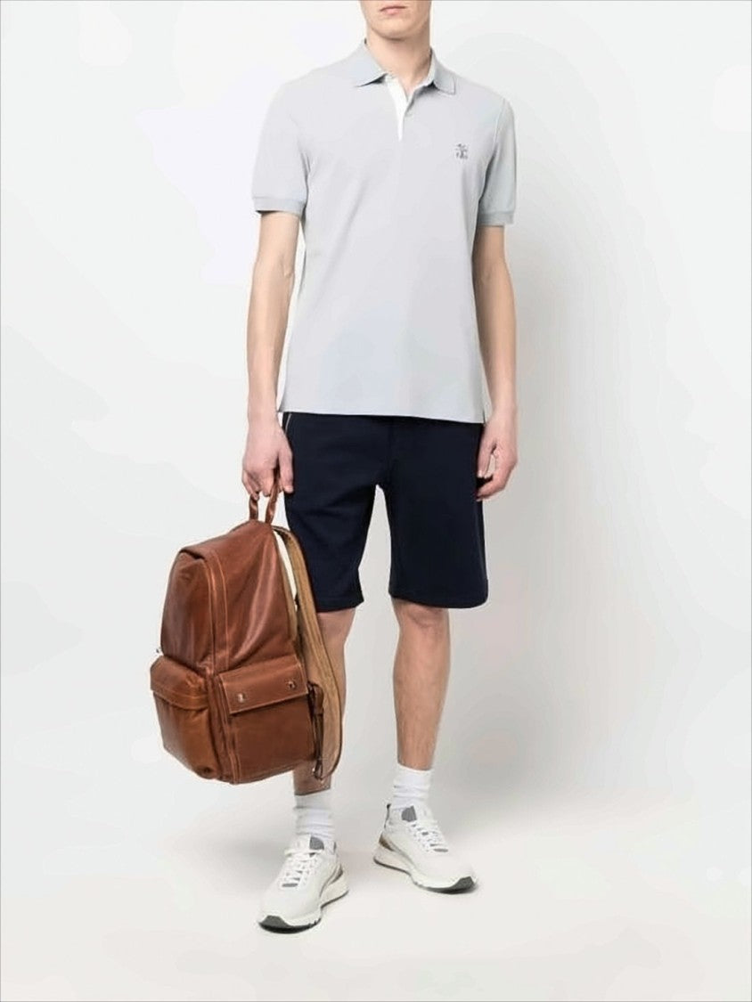 Tailored Blue Shorts with Drawstring Waistband