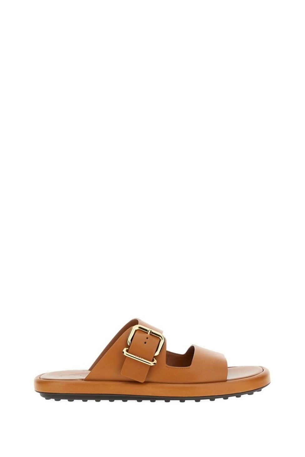 Leather Sandals With Gold Buckle Closure