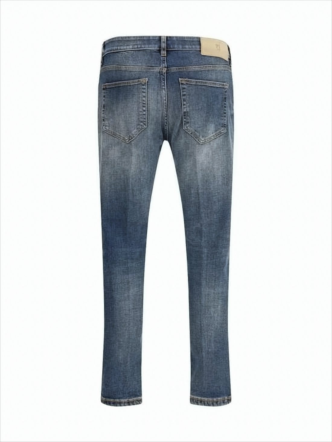 Classic Blue Denim Pants with Five-Pocket Design