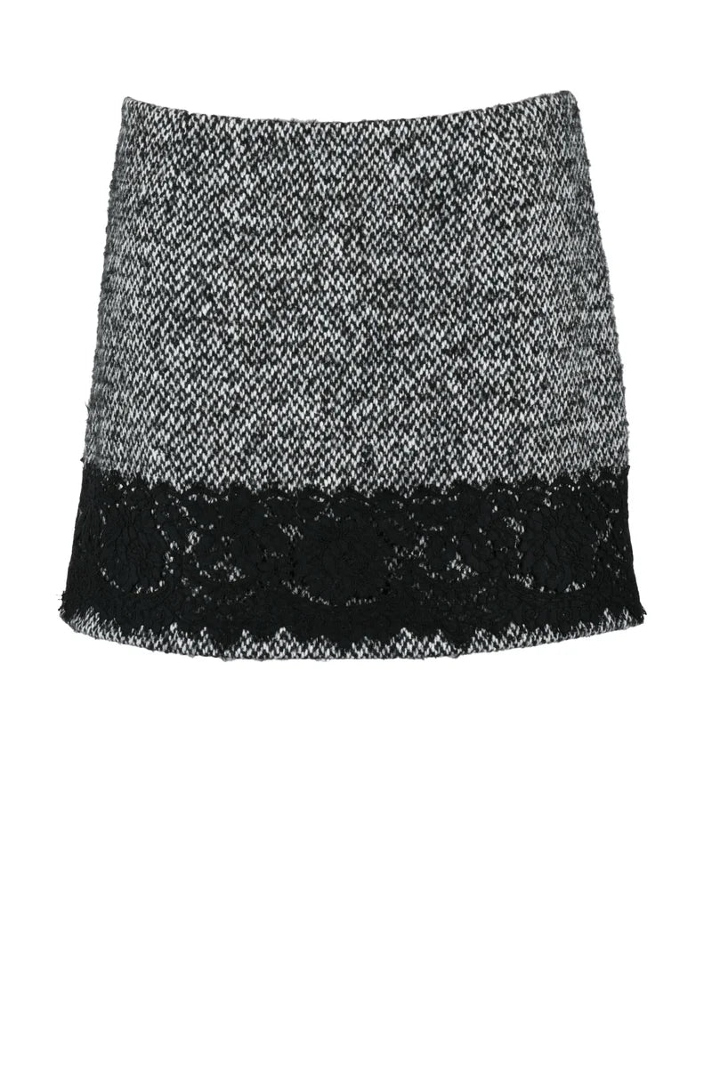 Wool Mini Skirt - White/Black