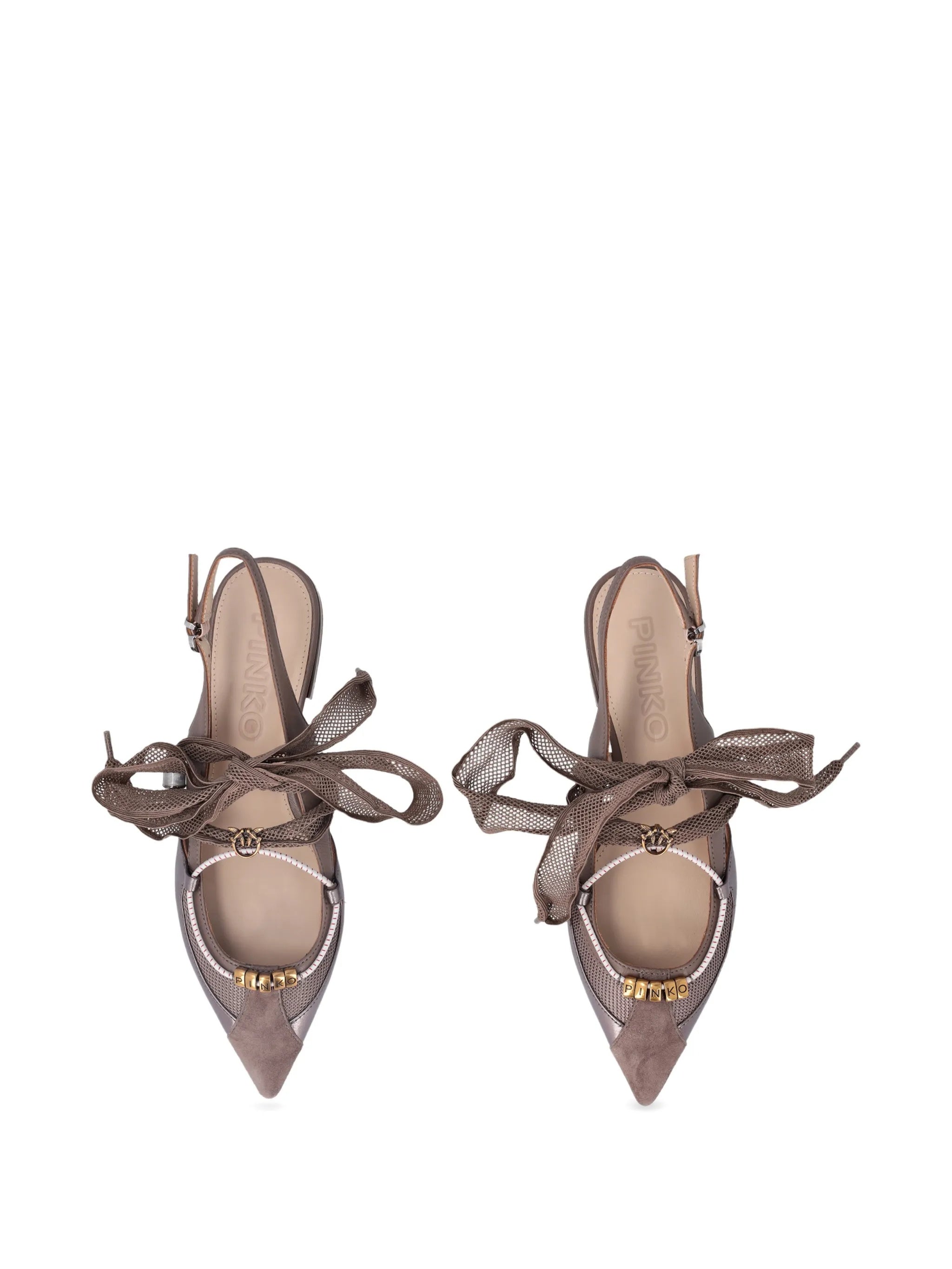 Grey Gianira 30 Suede/Mesh Slingback Ballerinas