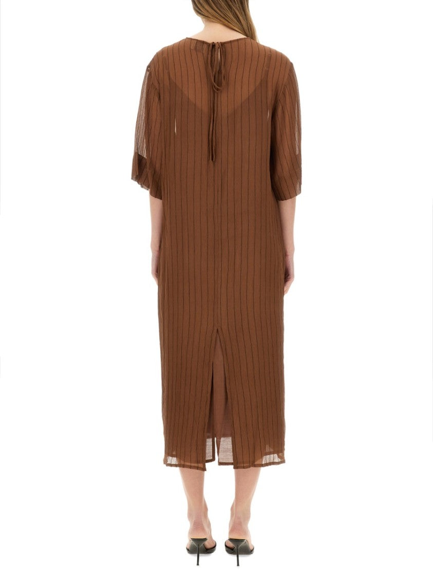 Brown Silk Midi Dress