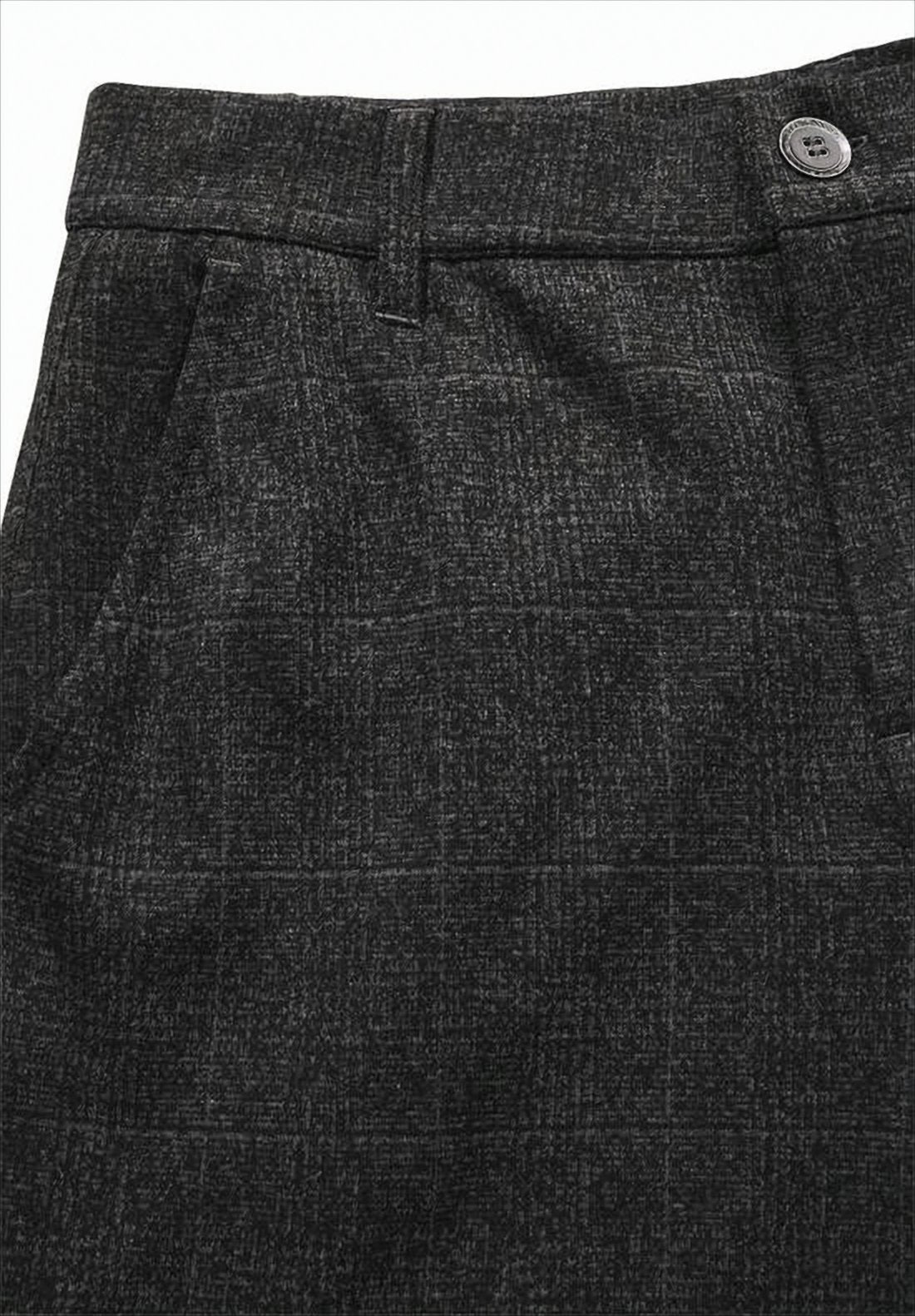 Tailored Straight Pants with Checkered Pattern