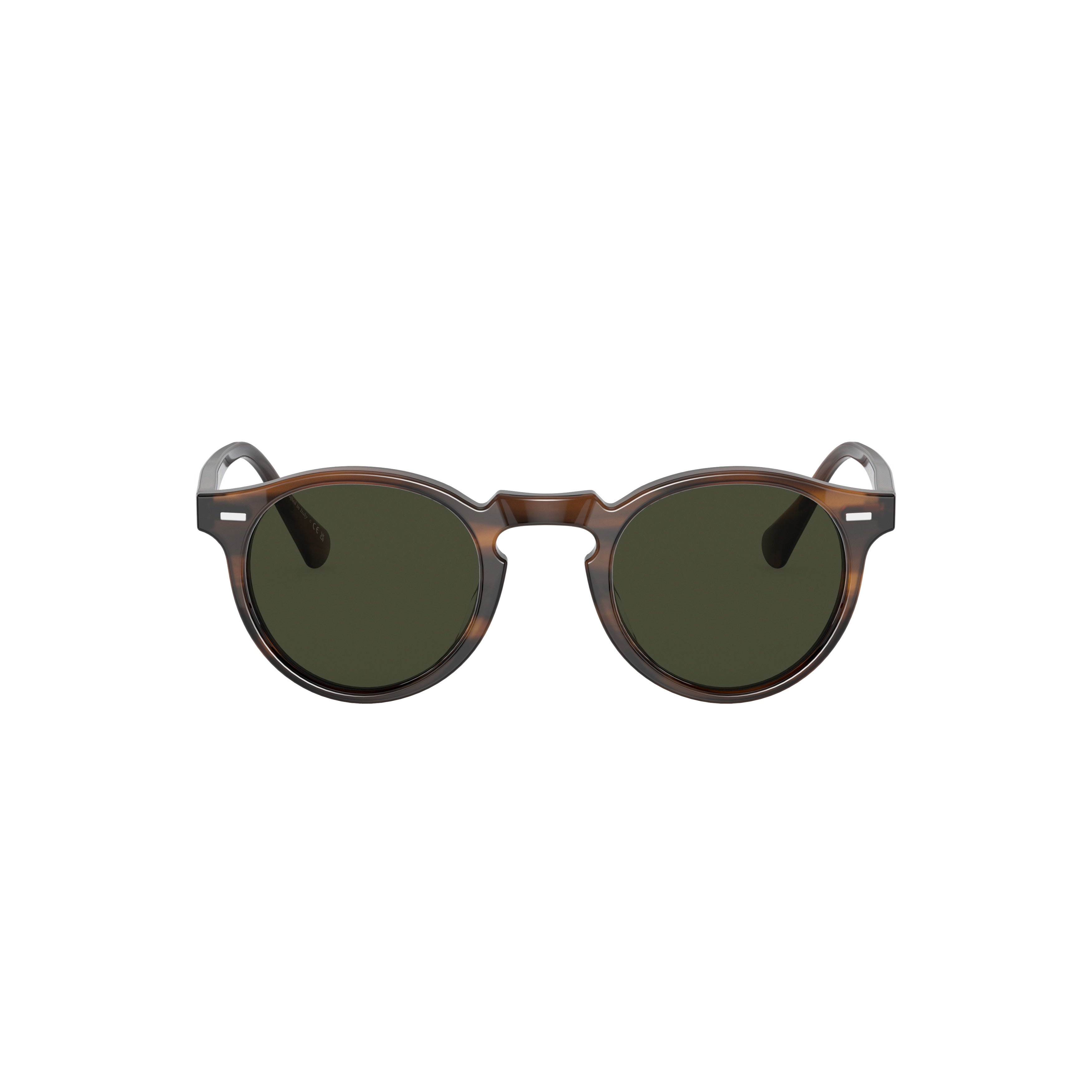 0ov5217s Tortoiseshell Acetate Round Sunglasses with Silver Accents