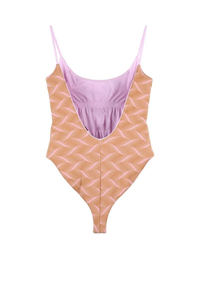 Sucrette One-Piece Swimsuit with Wave Pattern