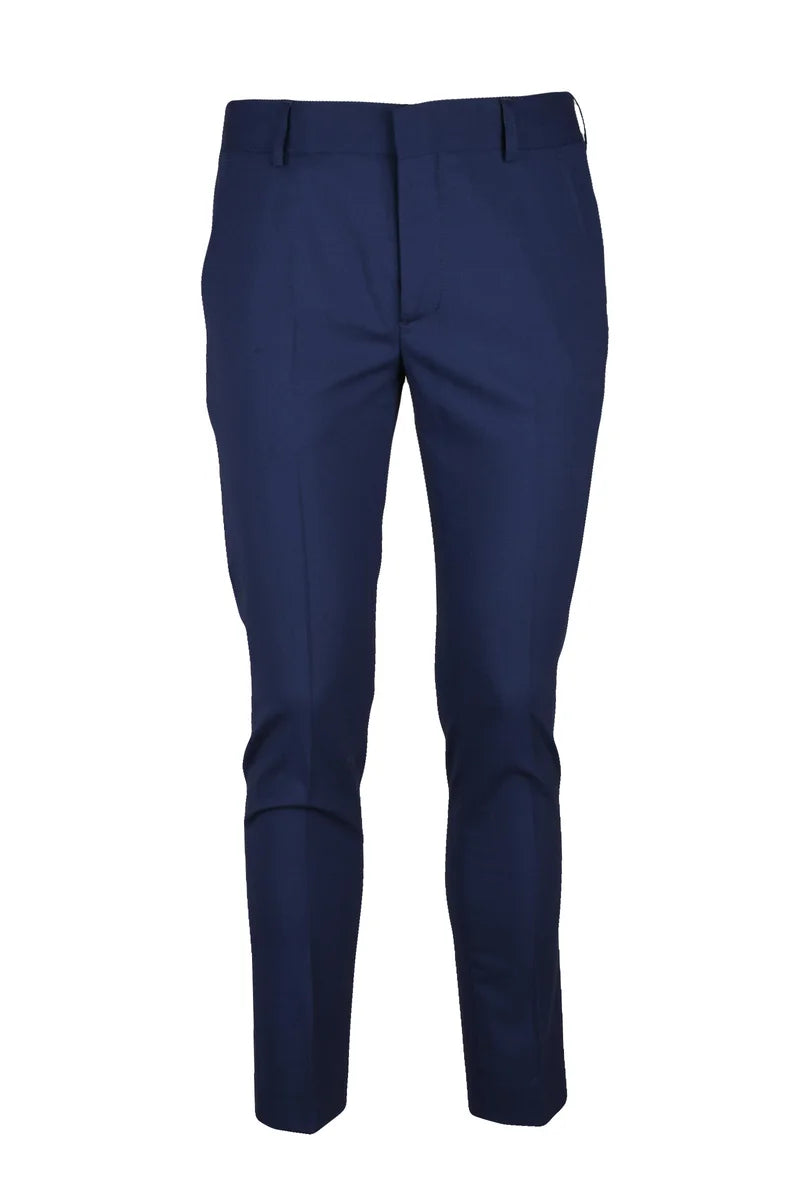Wool Stretch Trousers - Blue