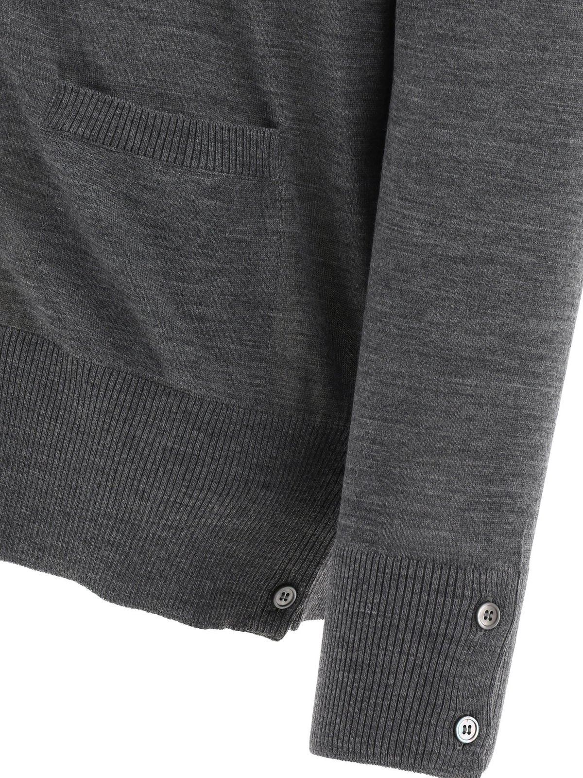 Cardigan with Deep V-Neck and Signature Stripes