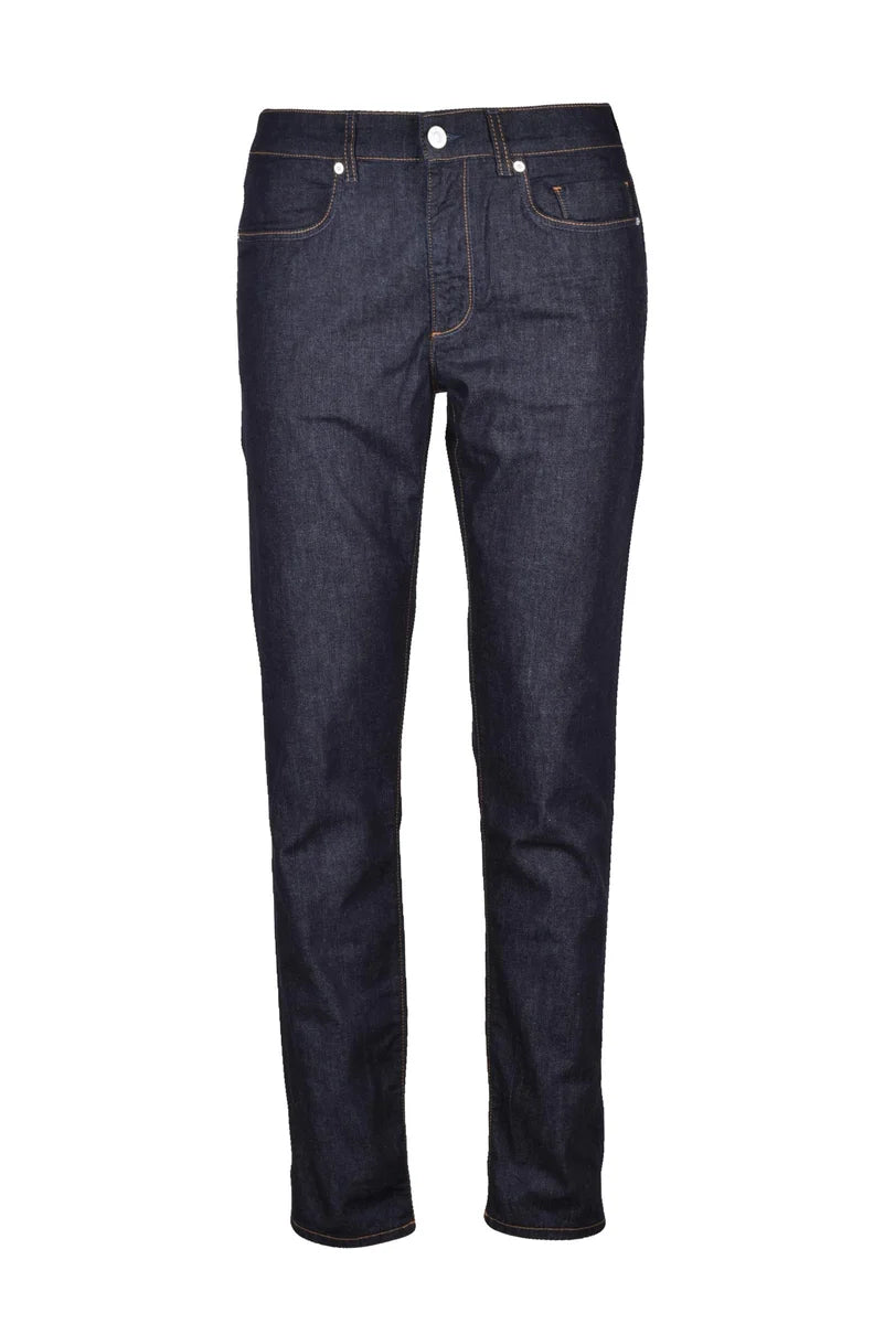 Blue Cotton Lyocell Elastane Slim Jeans