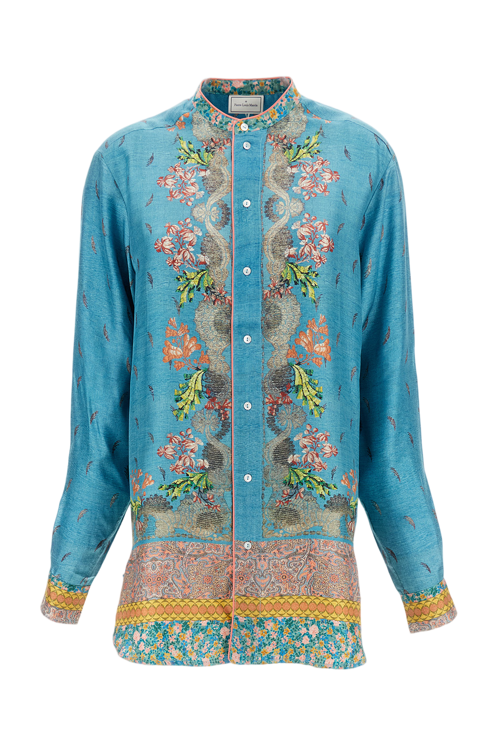 Silk Tunic Shirt With Mandarin Collar