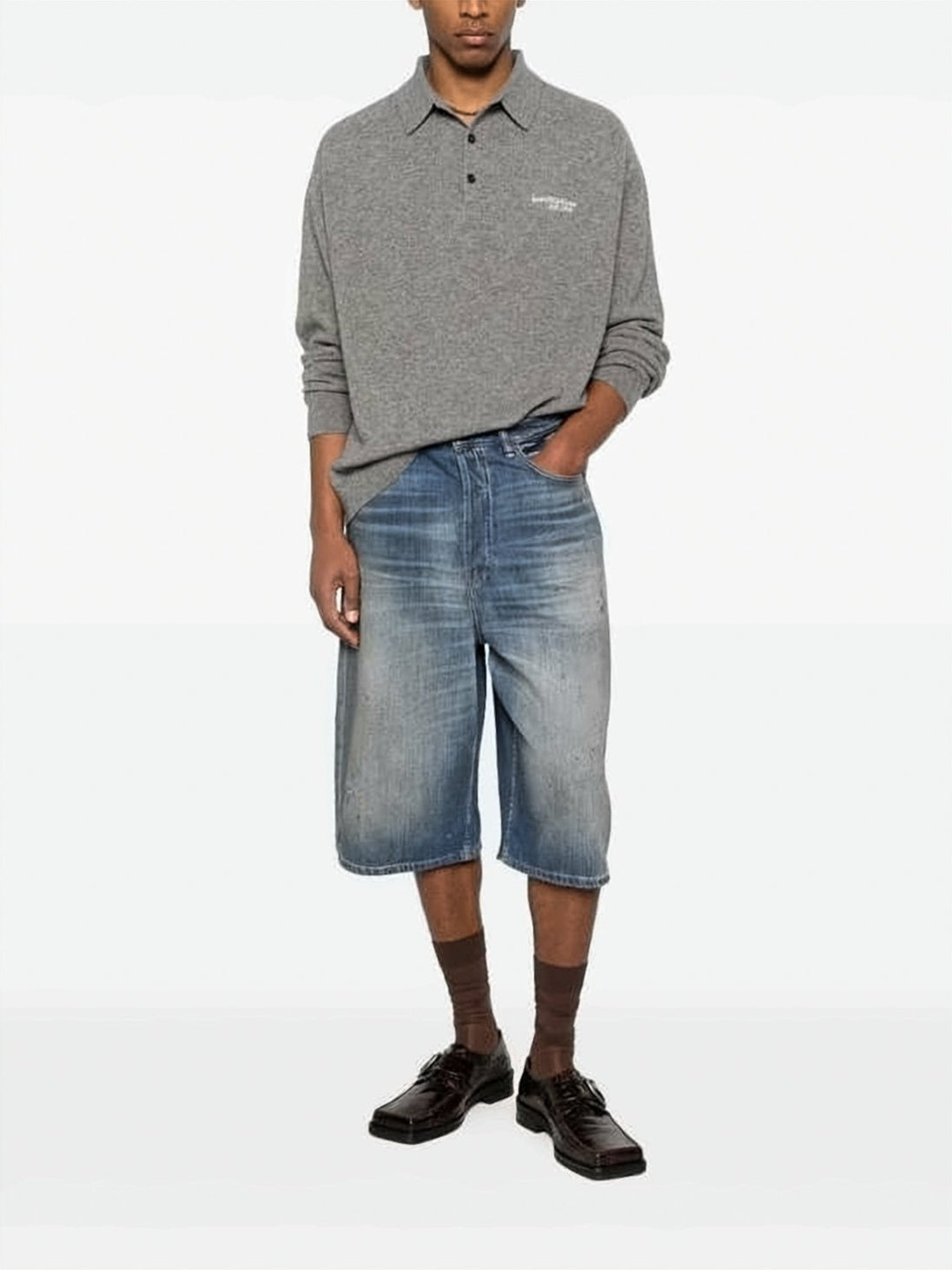 Faded Blue Denim Shorts with Relaxed Fit
