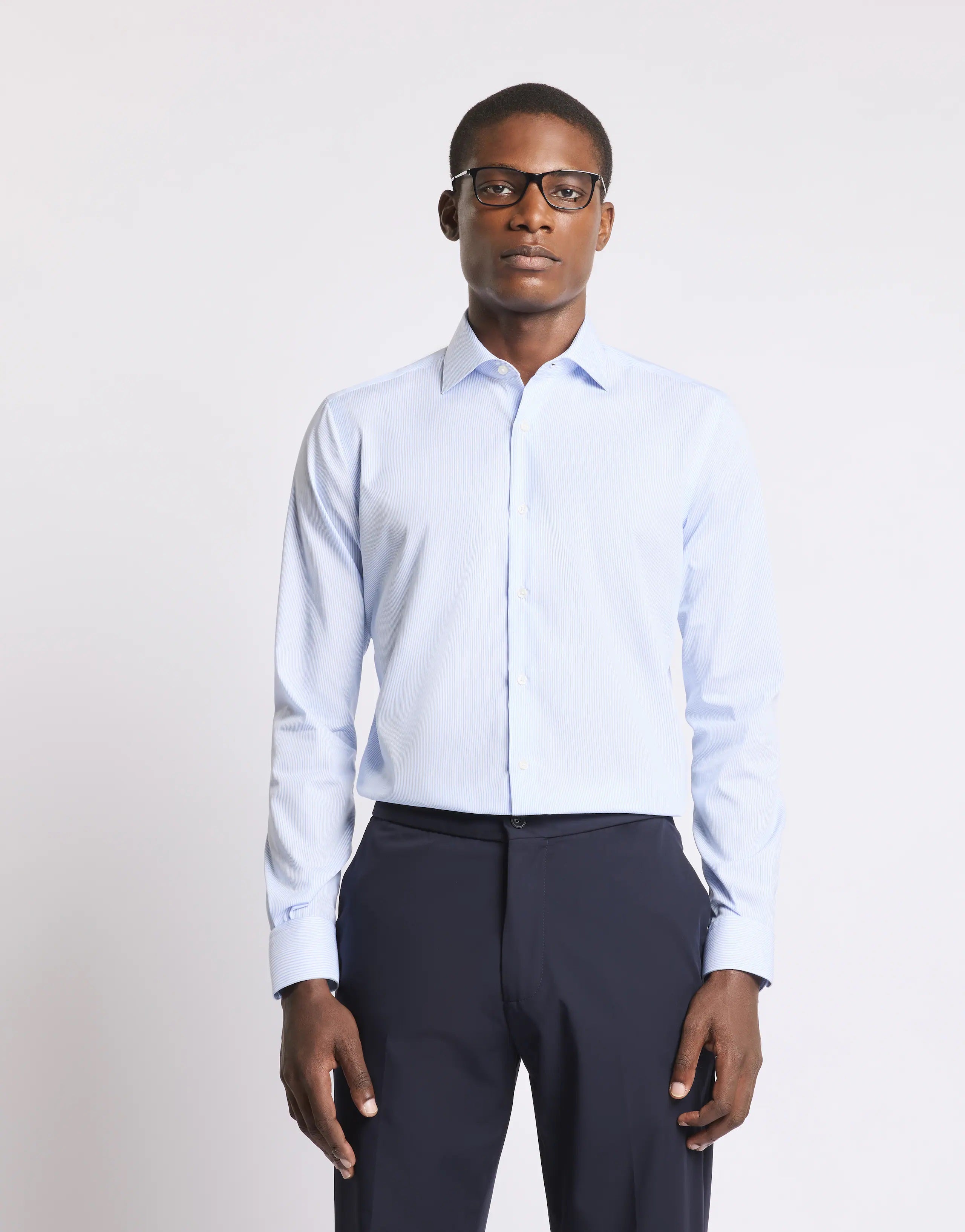 French Collar Travel Shirt in Electric Blue