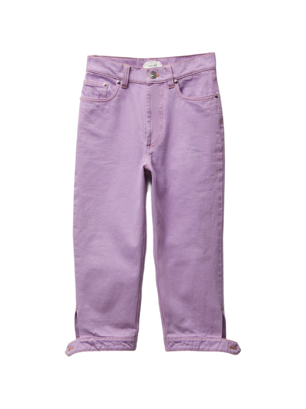 Cropped Slim Fit Jeans With Rolled Hems And Button Detail