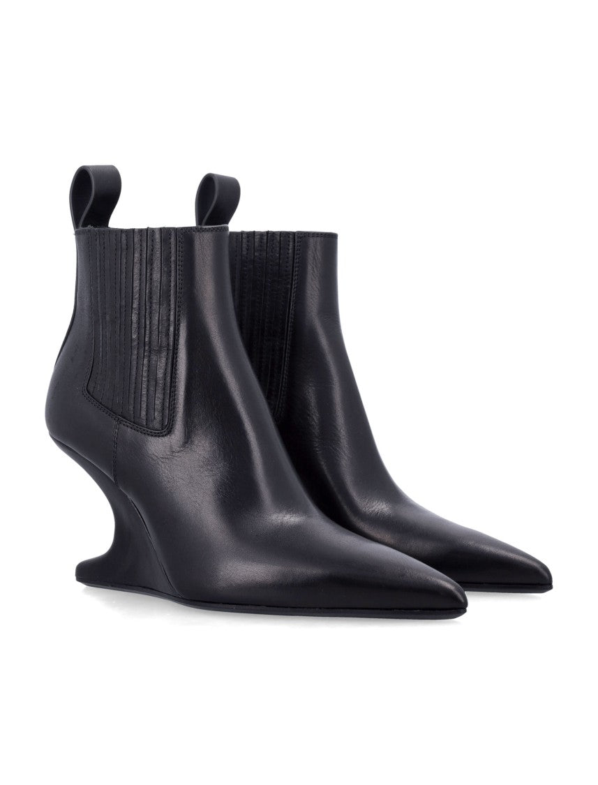 Ankle Sharp Black Washed Calf Leather Boots