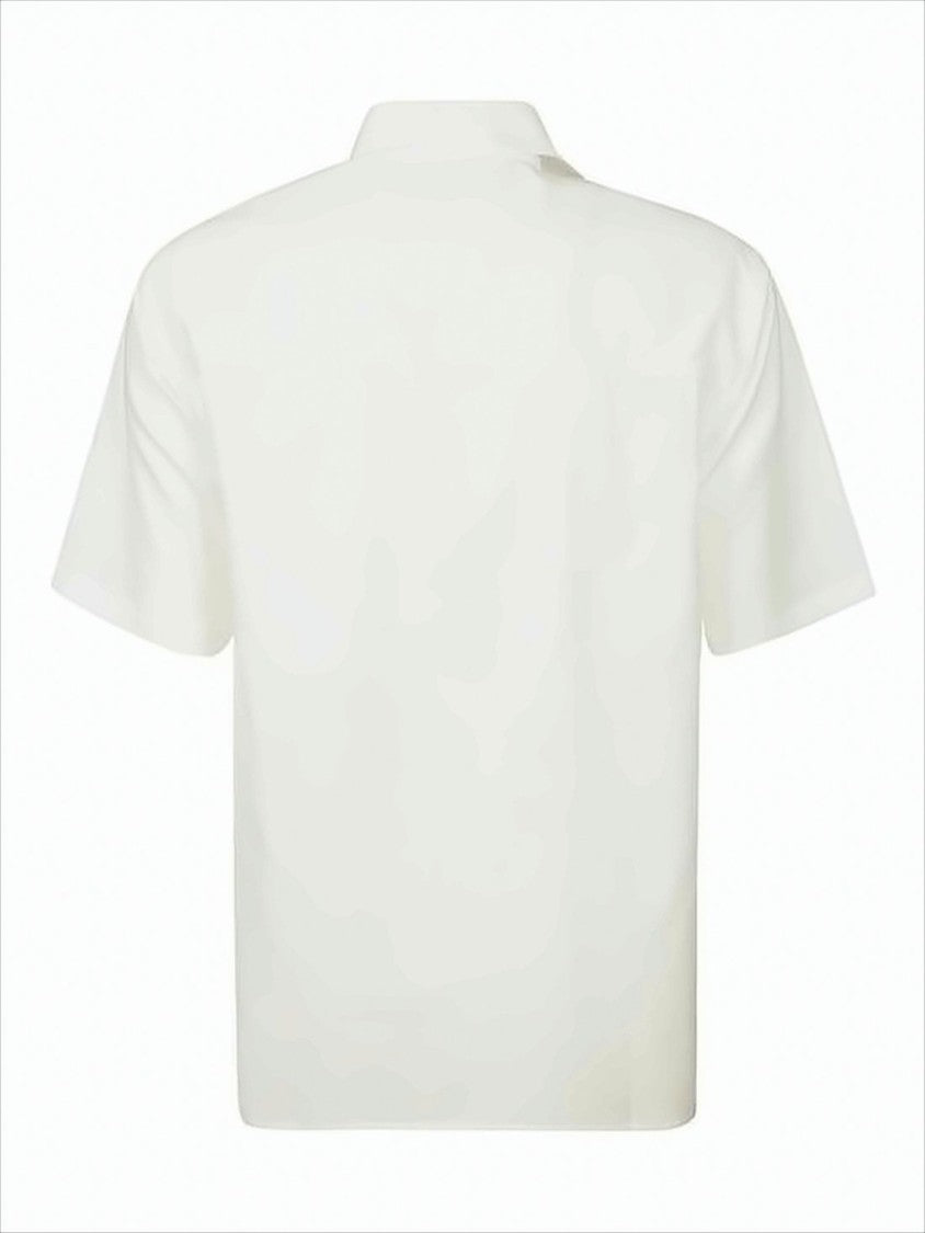 White Short-Sleeve Shirt with Classic Collar