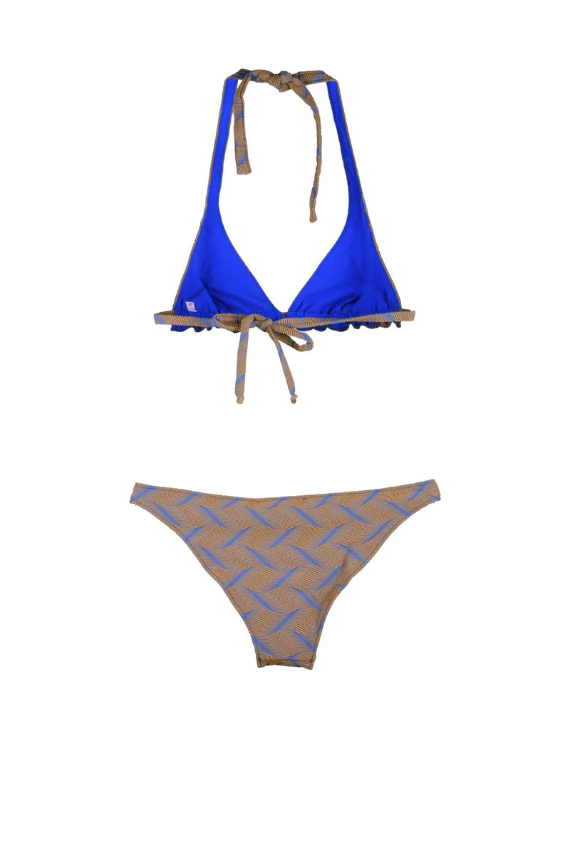 Two-Piece Triangle Swimsuit with Adjustable Ties