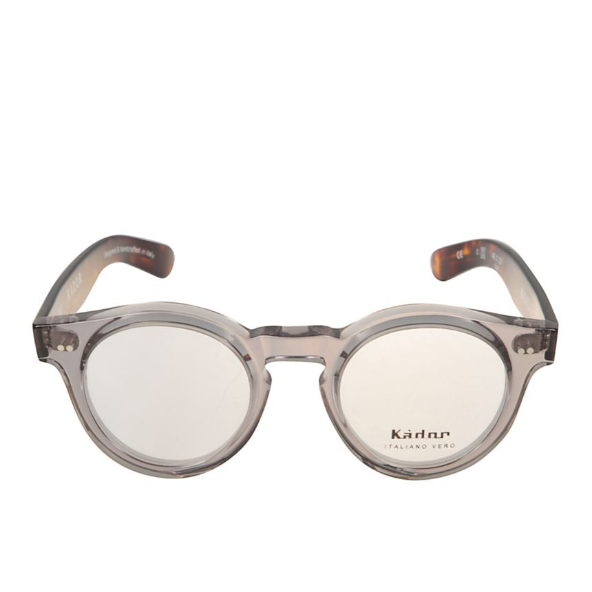 Mondo Round Transparent Grey Eyeglasses with Tortoiseshell Arms