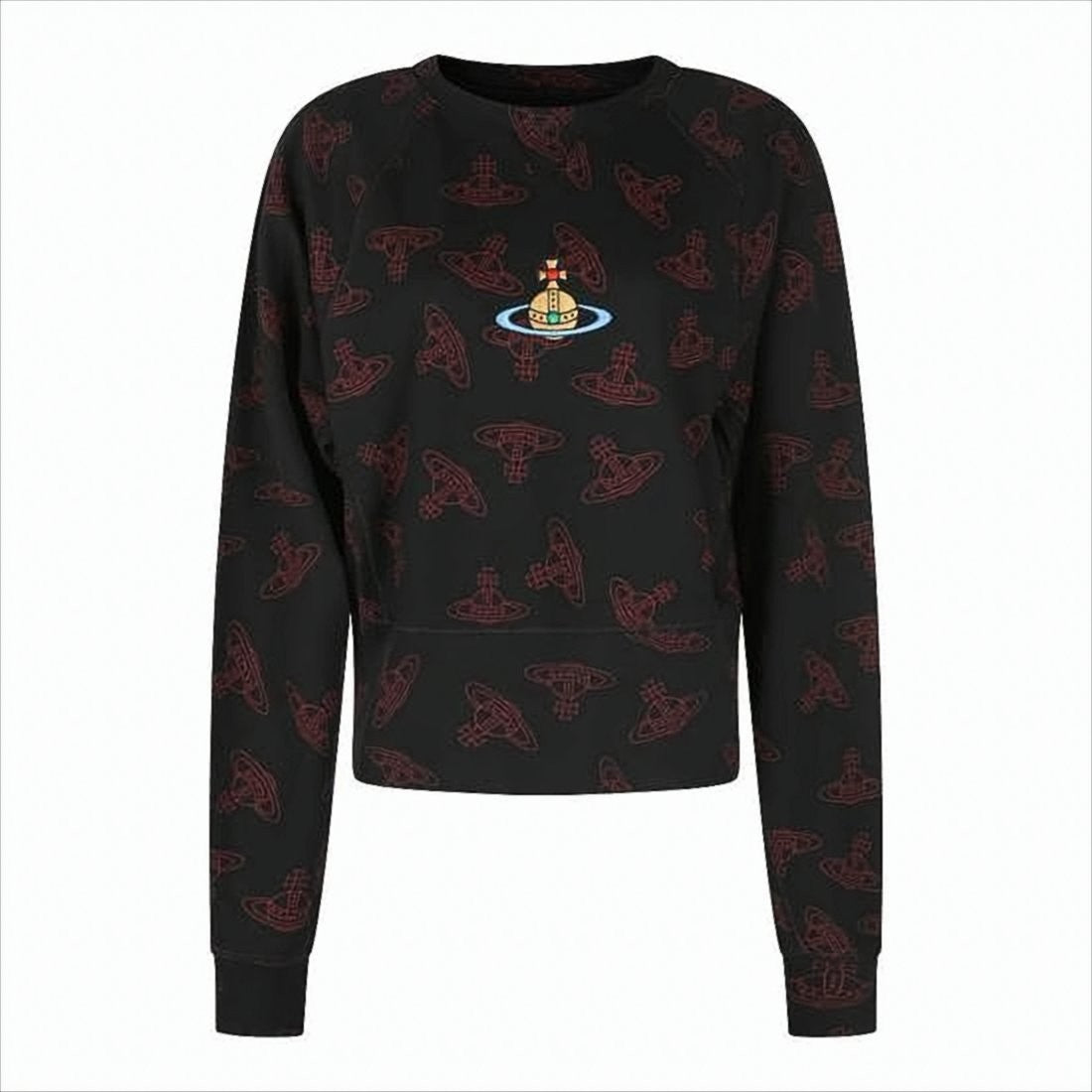 Long-Sleeve Black Shirt with Embroidered Orb Emblem