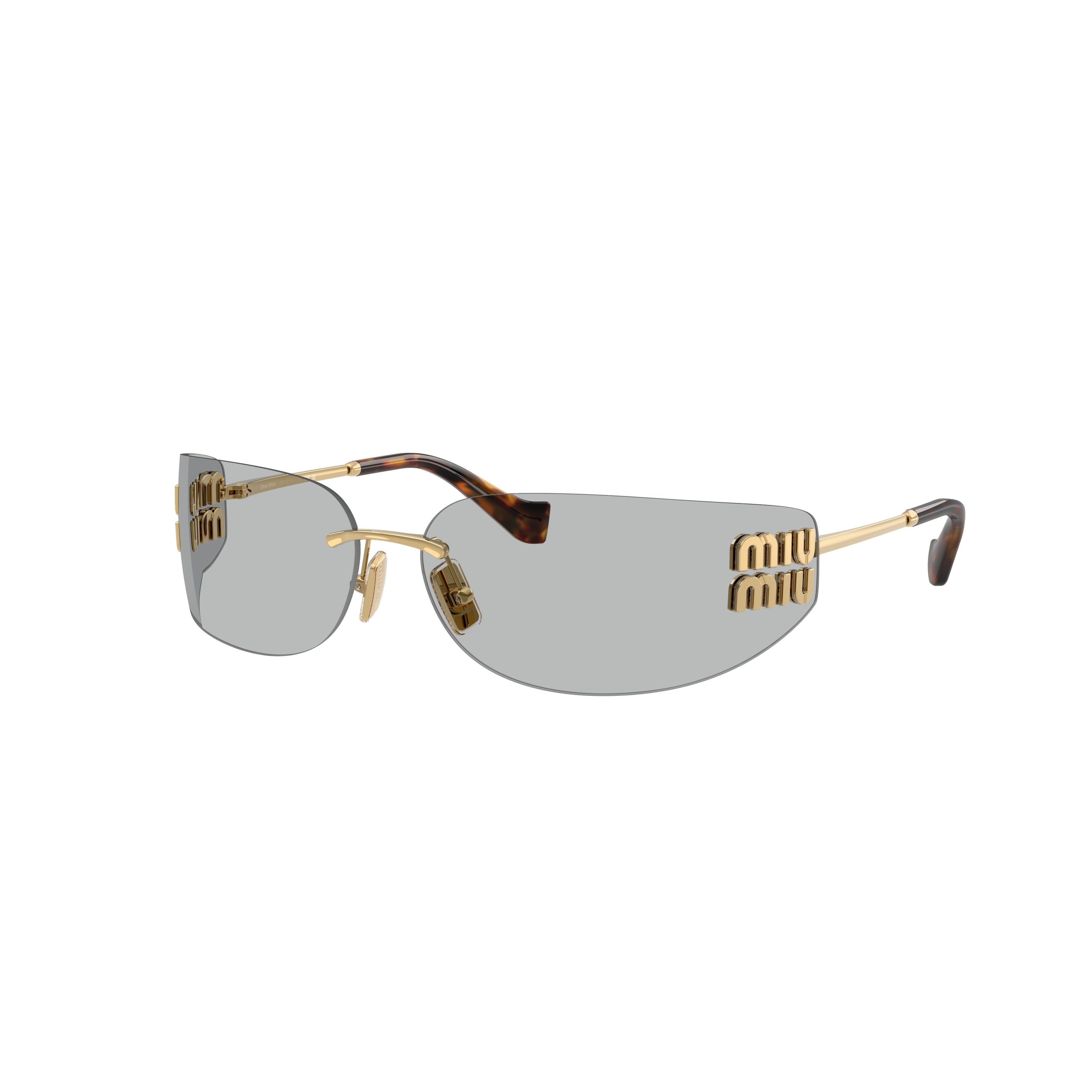Rimless Sunglasses with Rectangular Grey Lenses