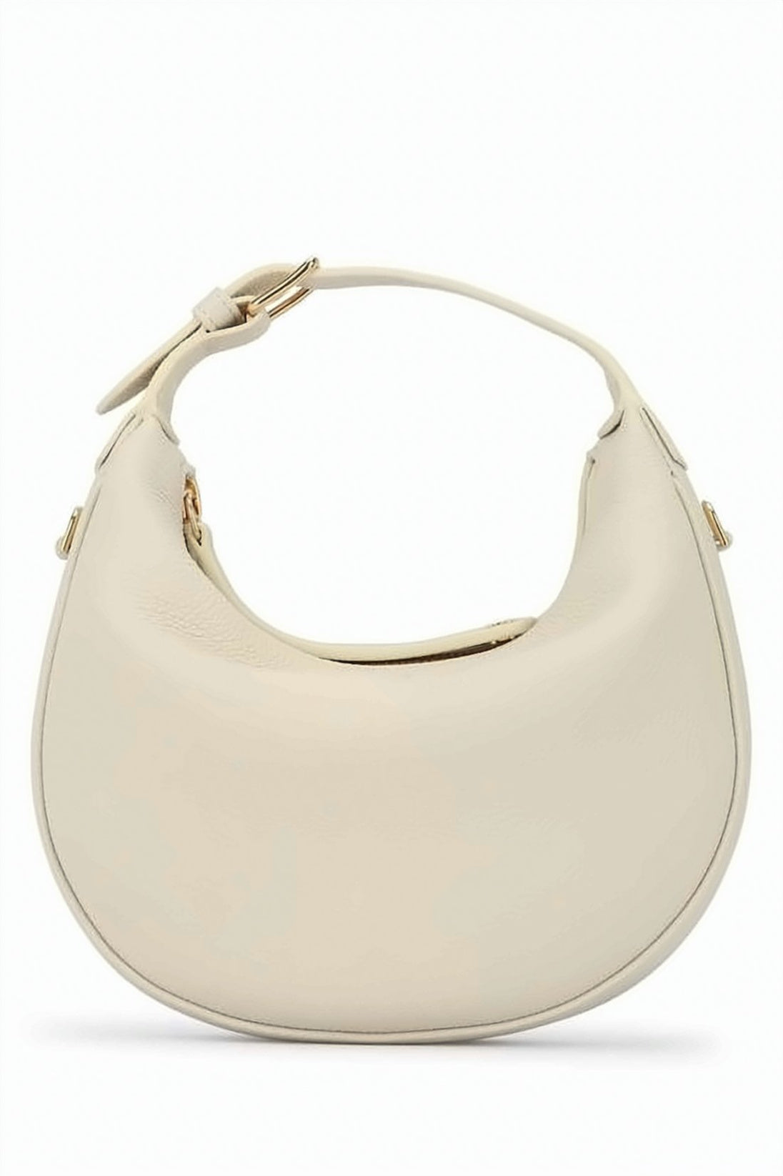 Grain Calfskin Crescent Shoulder Bag with Gold Hardware Accents