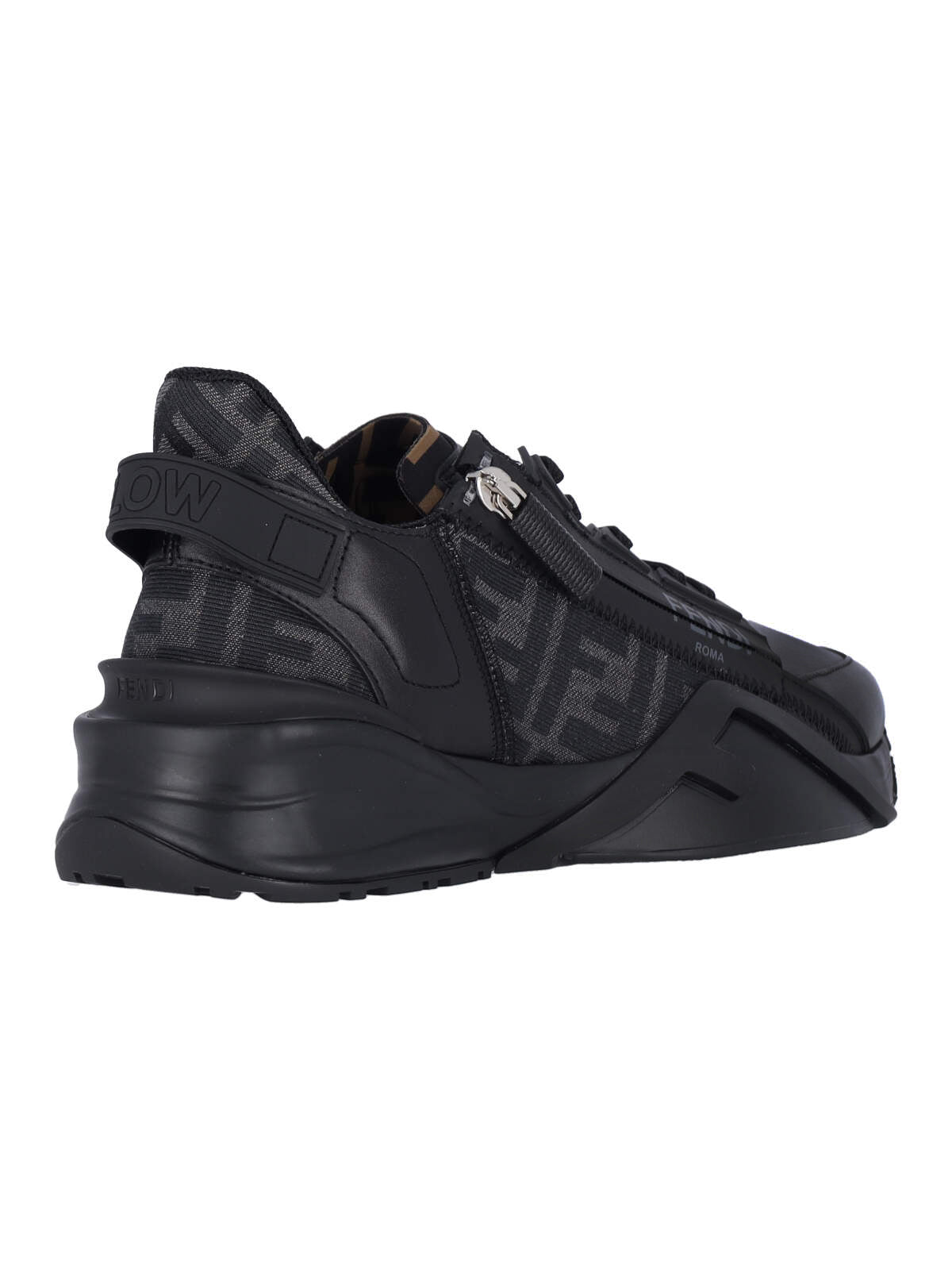 Black Flow FF Logo Leather Sneakers