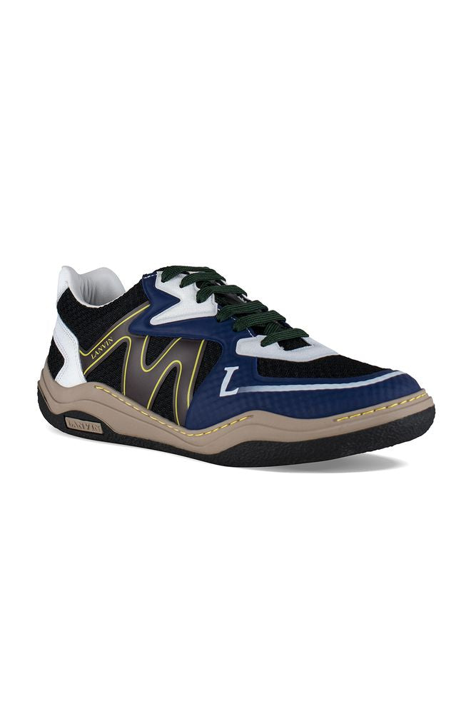 Low-Top Black Mesh Sneakers With Contrasting Inserts