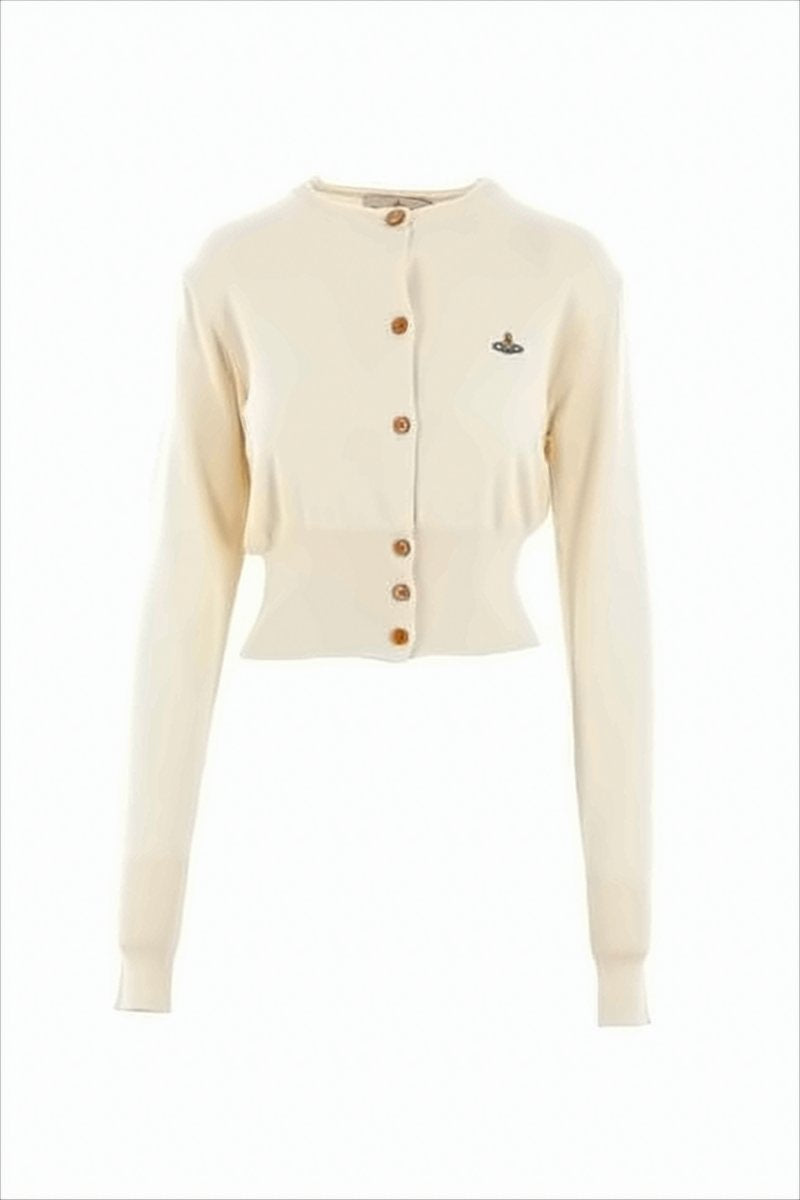 Cropped Round Neck Cardigan With Cashmere Blend