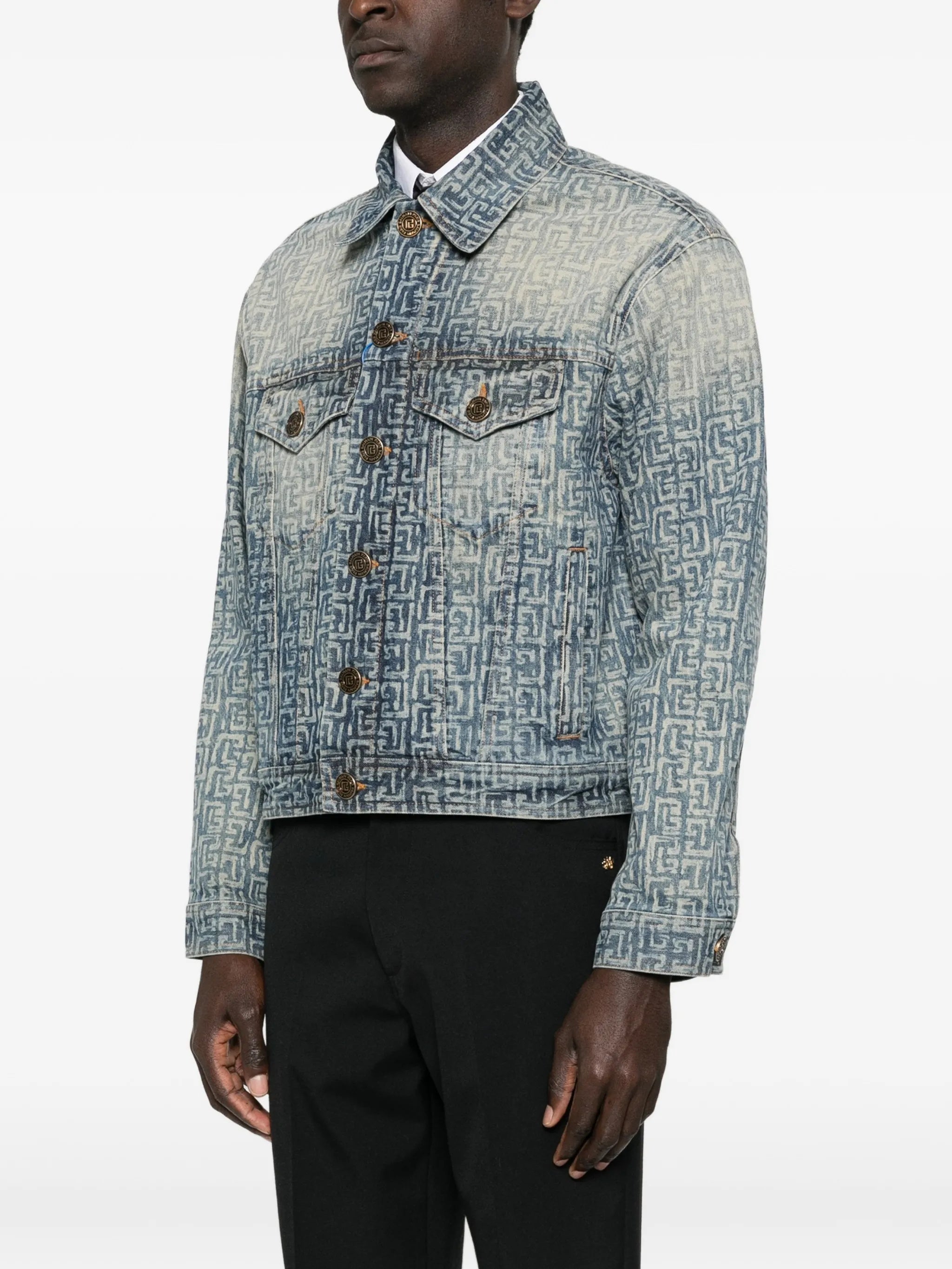 Faded Blue Monogram Monogram Denim Jacket