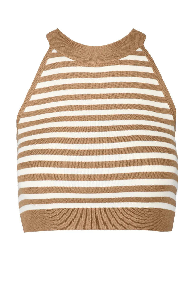 Tenna Viscose Blend Top - White/Beige