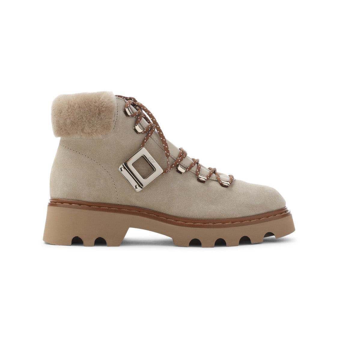 Suede Ankle Boots with Fur Collar
