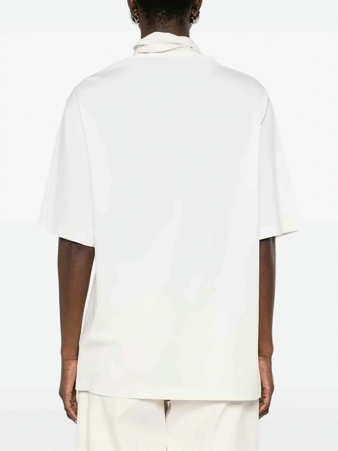 Loose-Fit Short-Sleeved Top With Scarf Detail