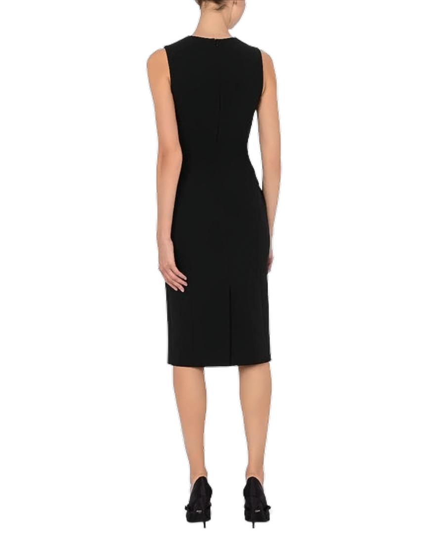 Black Stretch Crepe Sheath Dress
