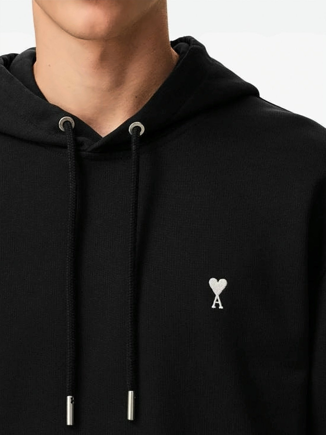 Black Pullover Hoodie with Heart Logo