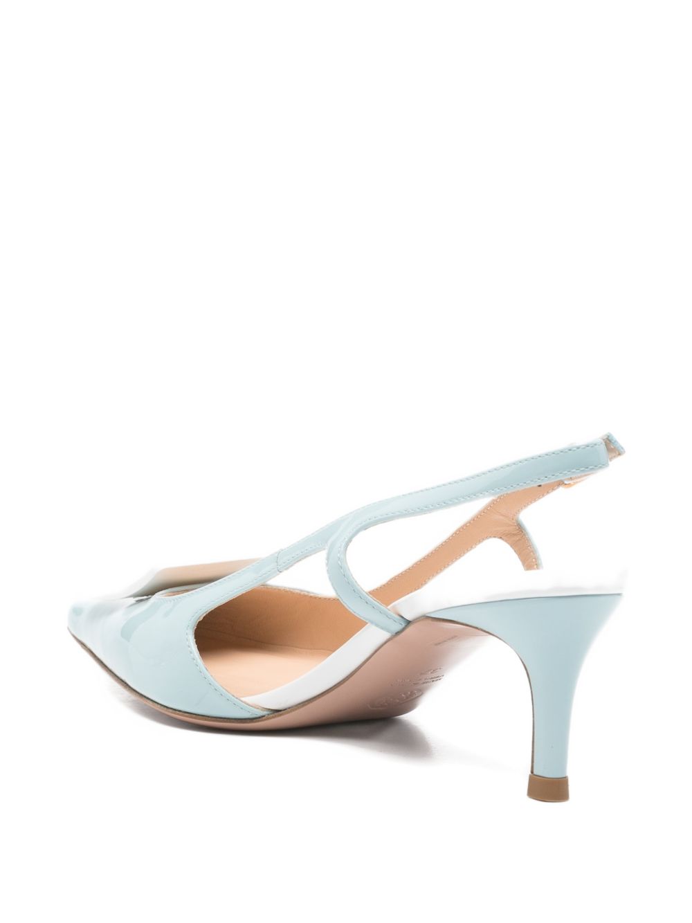 Blue Square Toe Buckle Slingback Heels