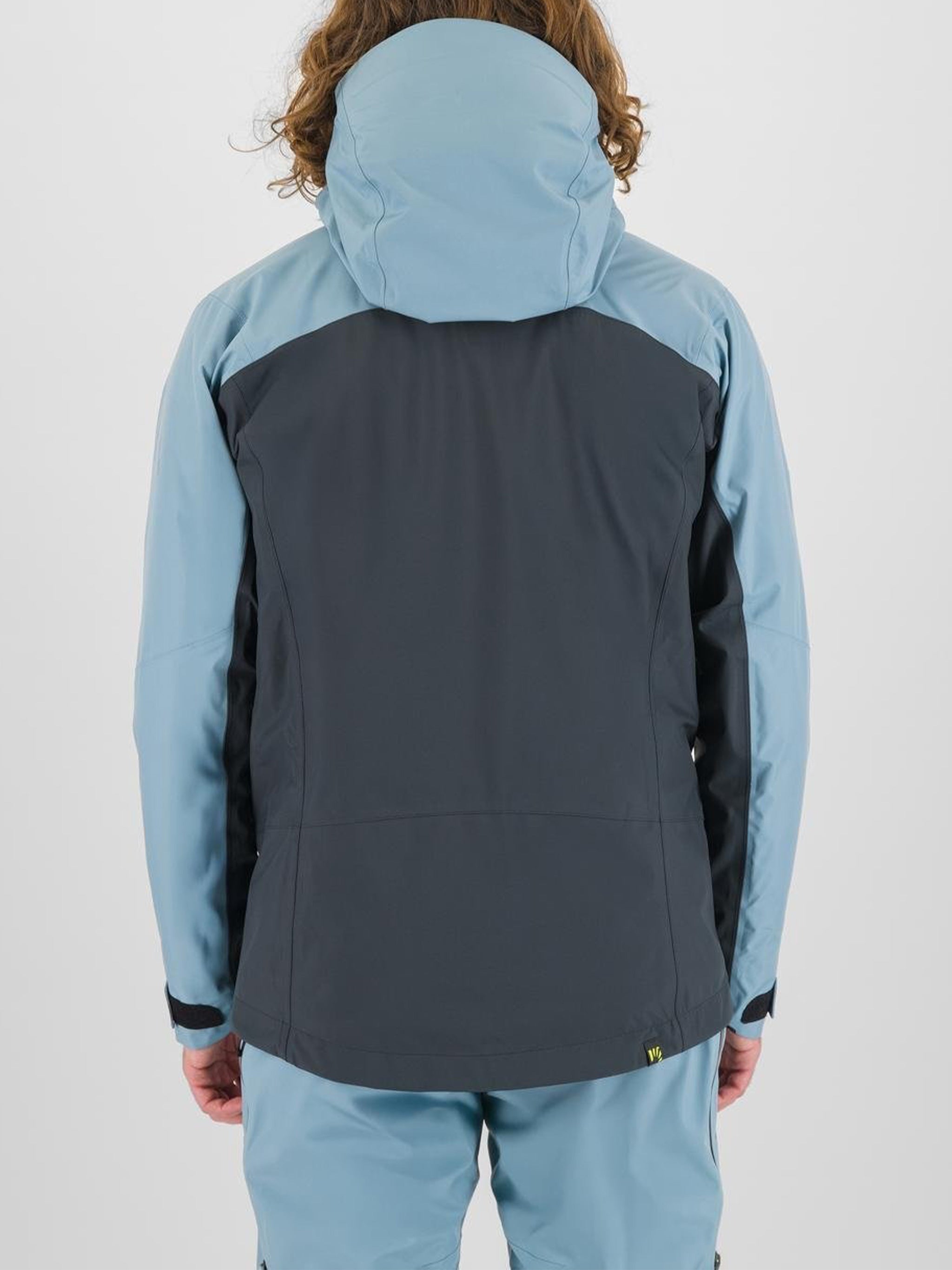Blue/Grey Midi Shell Hooded Jacket