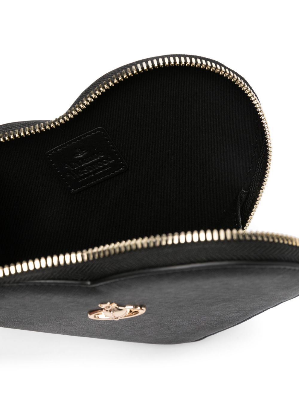 Black Calf Leather Heart Zip Shoulder Bag