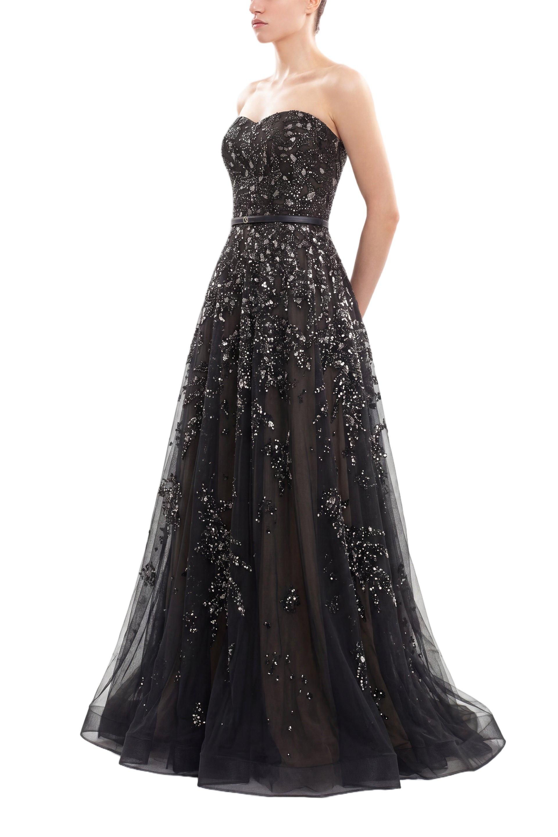 Embroidered Strapless Dress