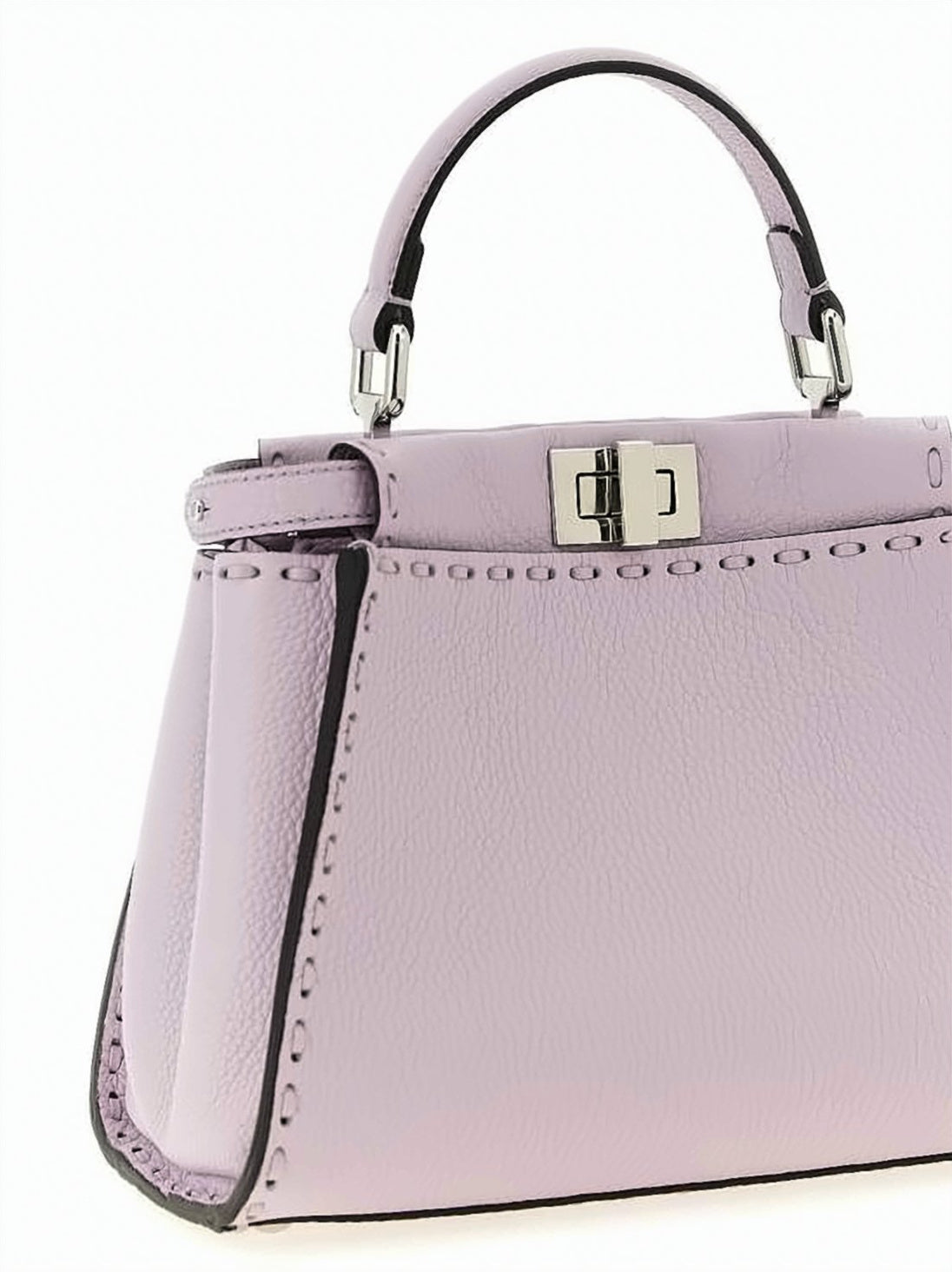 Structured Mini Handbag In Soft Lavender Pebbled Leather